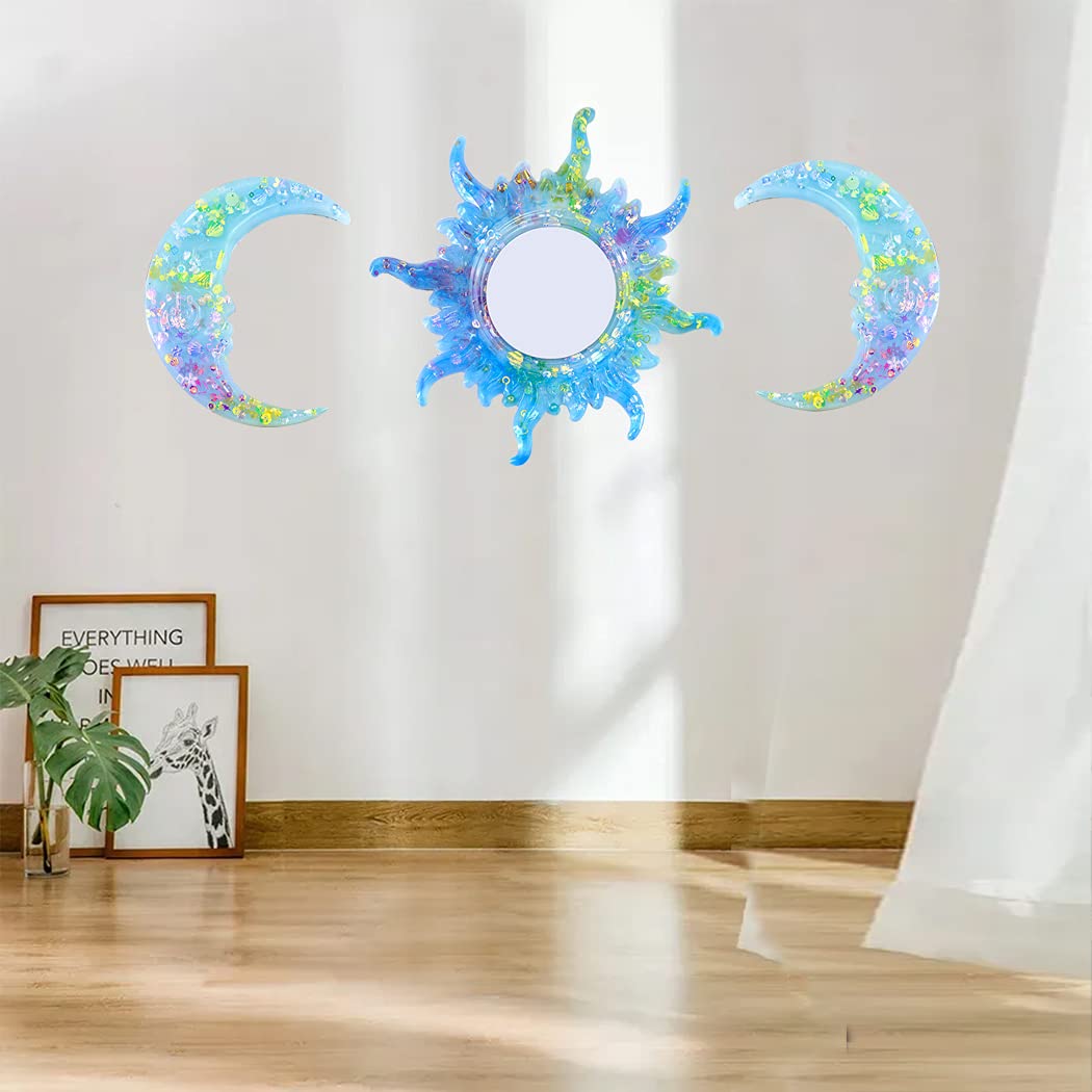Sun and Moon Silicone Molds for Epoxy Resin | Crescent & Sunburst Mirror Resin Molds | DIY Art Crafts & Home Decor | Perfect for Wall Art, Jewelry Making, and Gift Projects