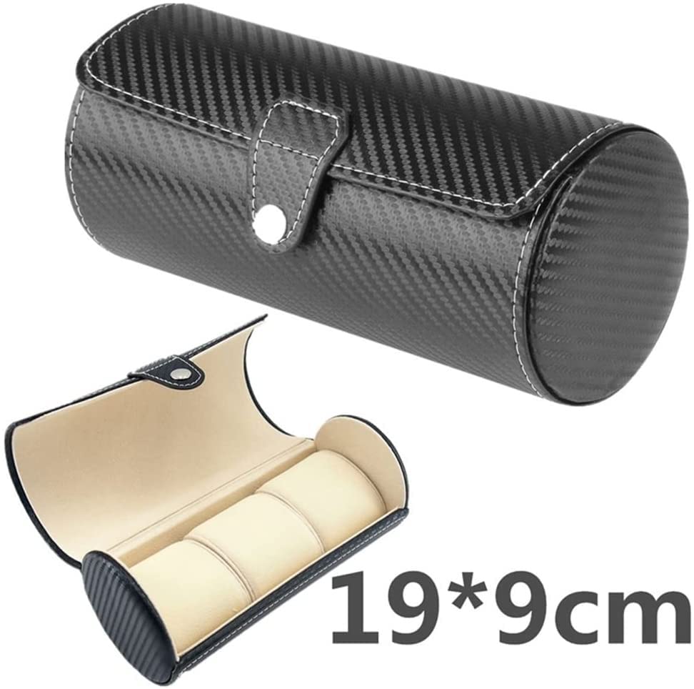 Premium PU Leather Watch Box Organizer - 3 Slot Display Case for Wristwatches, Necklaces & Bracelets | Luxury Gift Box for Men & Women | Travel Storage Pouch for Jewelry Collection & Business Trips
