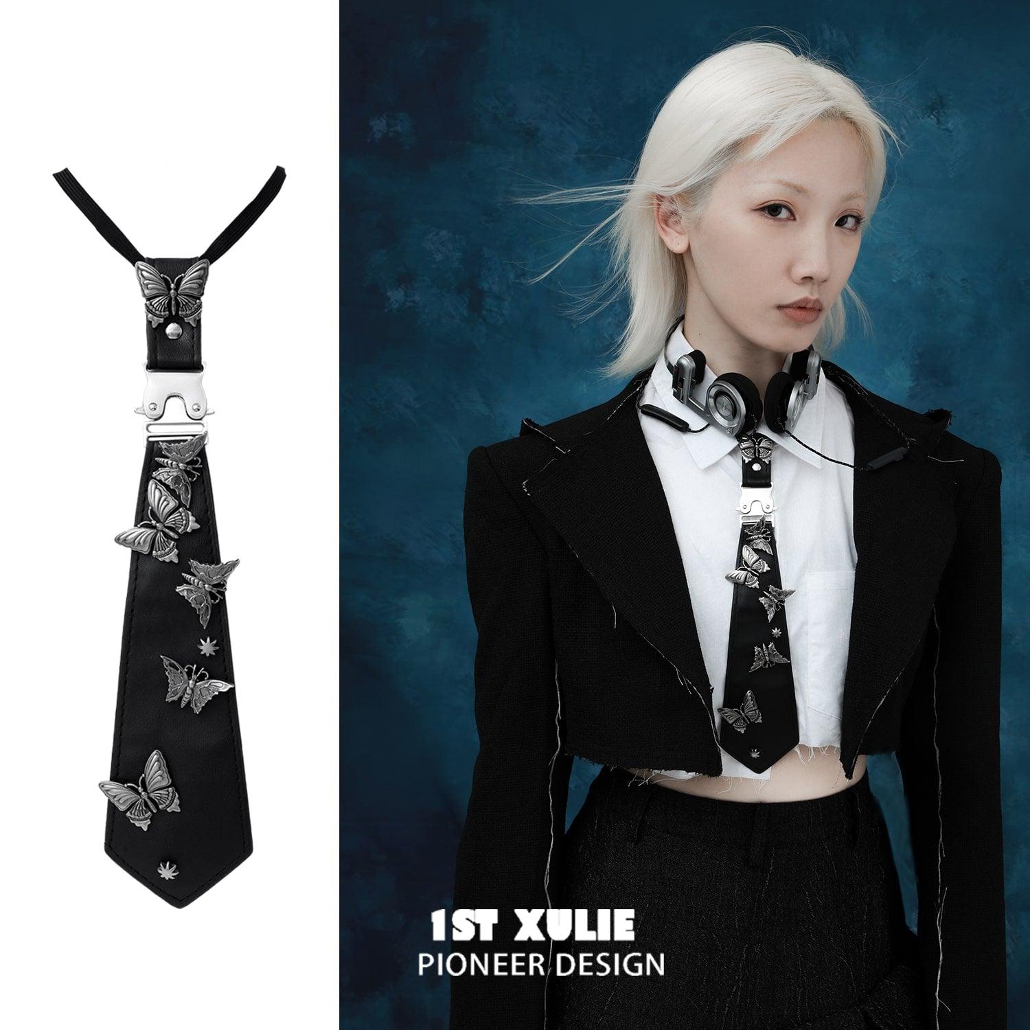 ButterflyWasteland Removable Black Tie - Adjustable Necktie for Men, Perfect for Weddings, Business Meetings & Formal Events