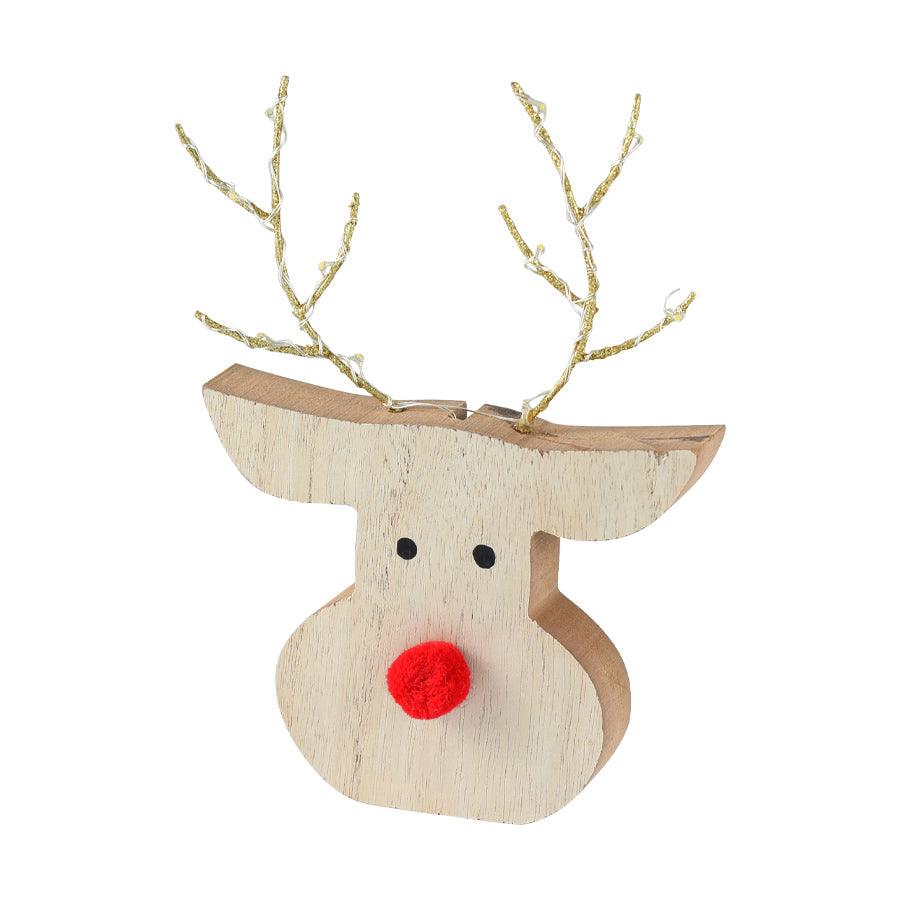 INGE Reindeer with LED Antlers - 20.5 cm Christmas Light-Up Decor for Home, Party & Holiday Decoration