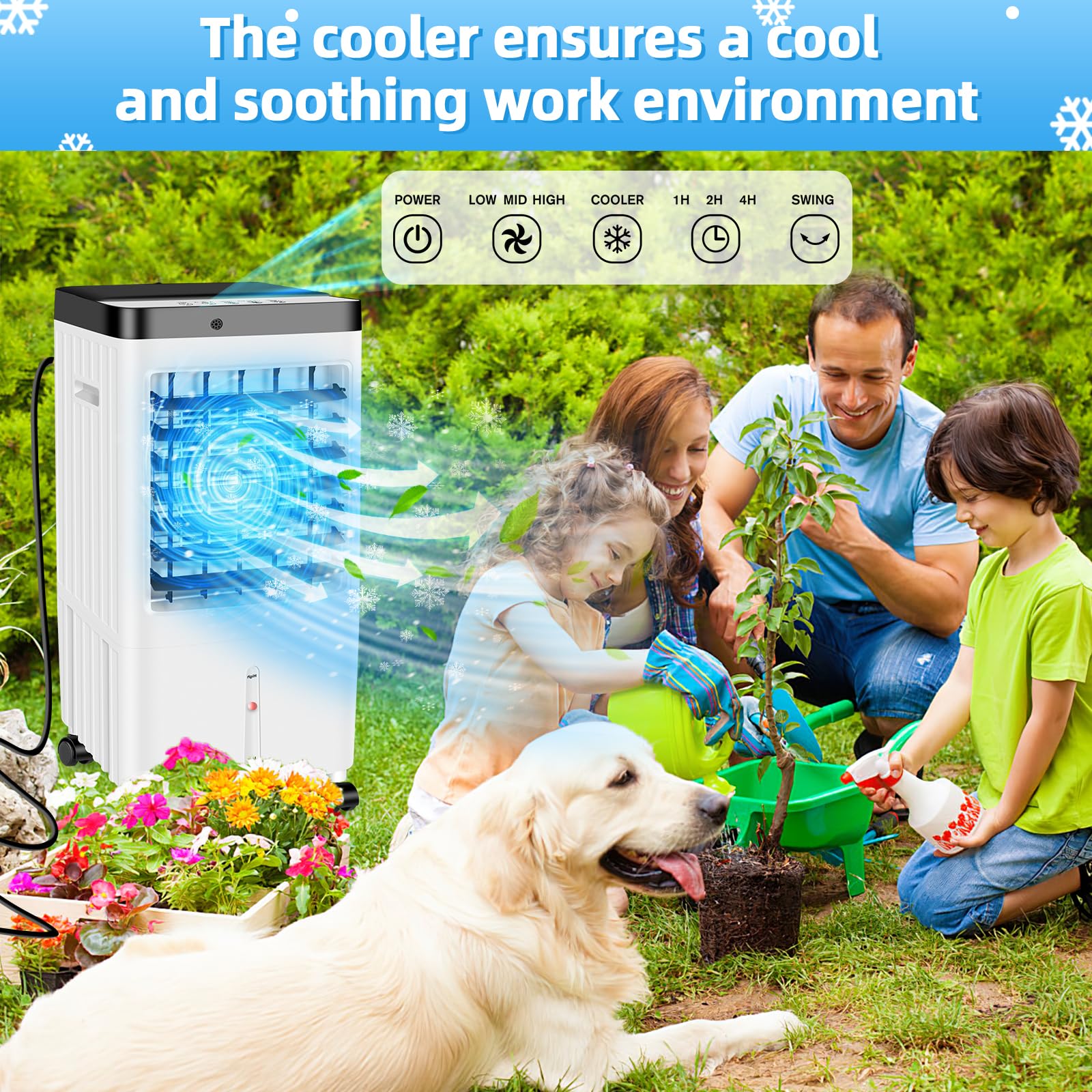 2024 Upgraded Portable Air Conditioner - 3-in-1 Evaporative Cooler with XL Water Tank, Timer, 3 Speed Settings & 70° Oscillation - Perfect for Bedroom, Living Room, Office & Kitchen Cooling