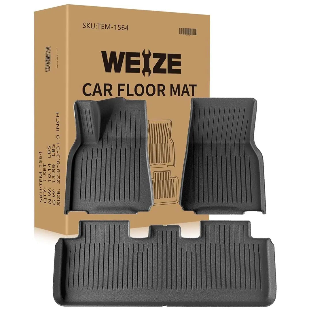 Premium All-Weather TPE Floor Mats for 2021-2024 Tesla Model Y (5 Seats) - Custom Fit Waterproof & Anti-Slip Front & Rear Full Set Car Mats - Perfect for Daily Commute, Road Trips & Winter Protection