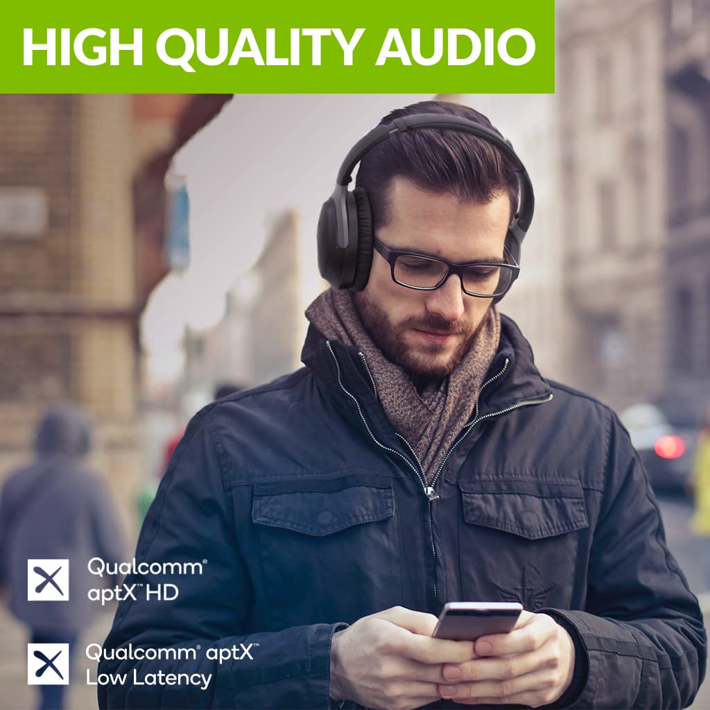 Avantree Oasis Plus Bluetooth Transmitter & Avantree Aria Me ANC Headphones Bundle - Wireless Audio Adapter for TV with Active Noise Cancelling Wireless Headphones - Perfect for Home Theater, Gaming & Travel