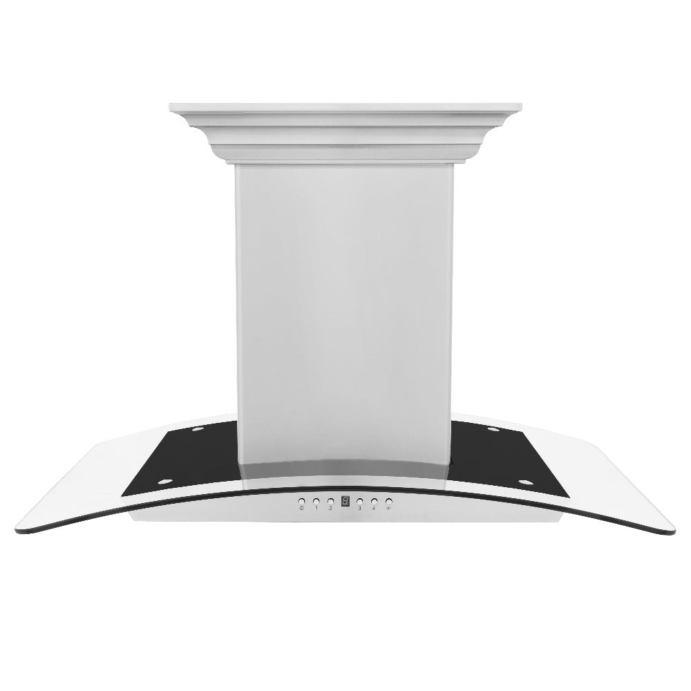 ZLINE GL5iCRN BT Stainless Steel Island Mount Range Hood with Built-in CrownSound Bluetooth Speakers - Premium Kitchen Ventilation for Modern Homes, Perfect for Cooking & Entertaining