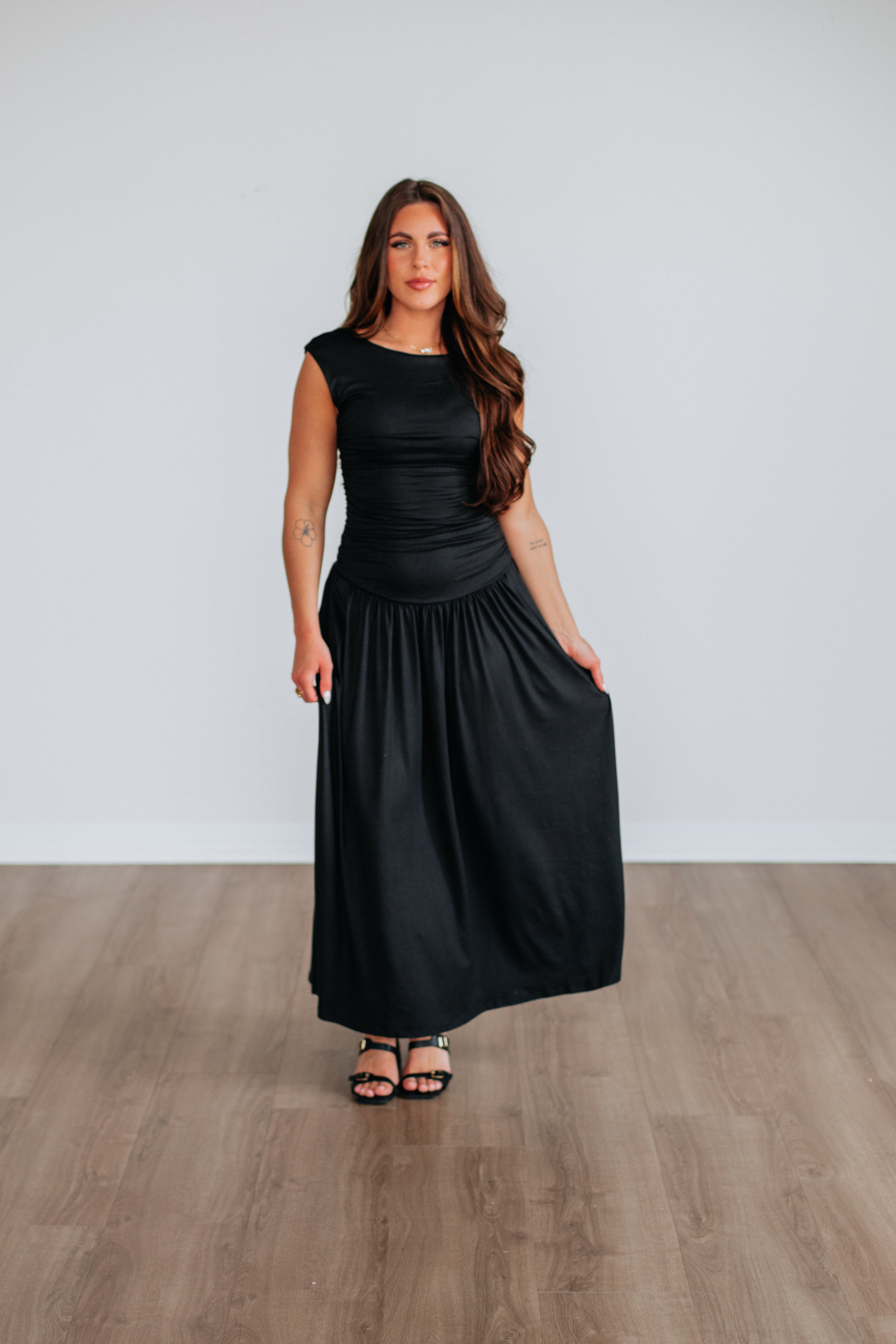 Klaire Ruched Dress for Women - Elegant Bodycon Midi Dress with Flattering Ruffles & Stretchy Fabric | Perfect for Parties, Date Nights & Special Occasions