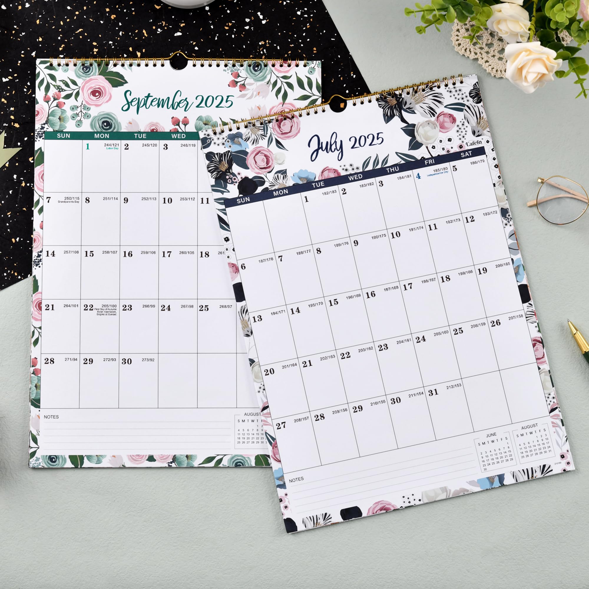 2025-2026 Floral Wall Calendar | July 2025 to December 2026 | 12