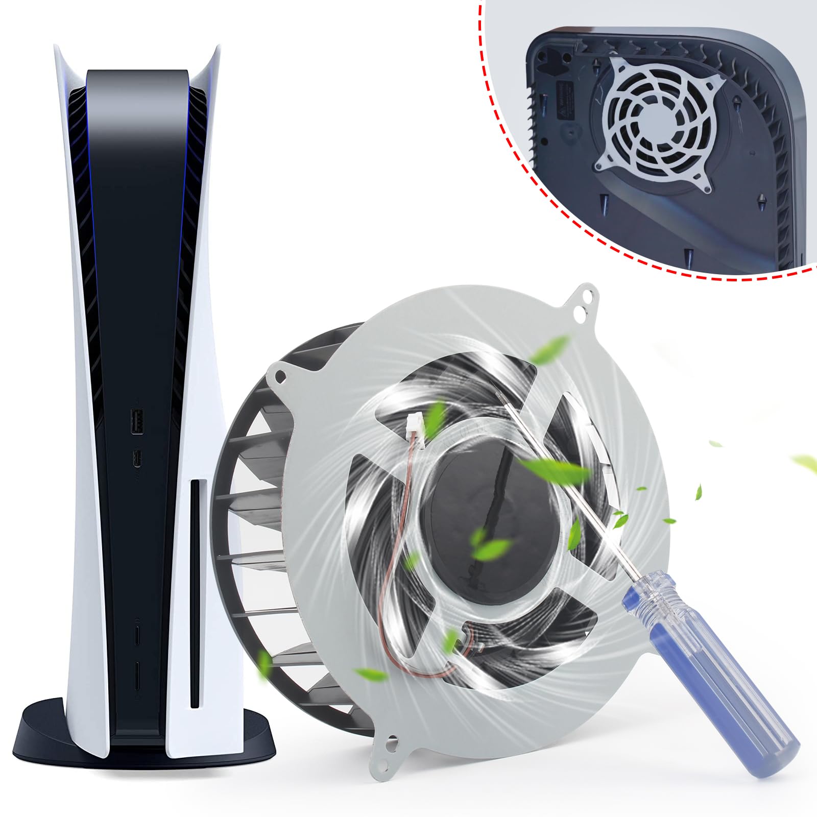 Replacement Internal Cooling Fan for Sony PlayStation 5 PS5 - 23 Blades & 17 Blades CPU Cooler with T8 Screwdriver | PS5 Overheating Solution for Gaming & Streaming