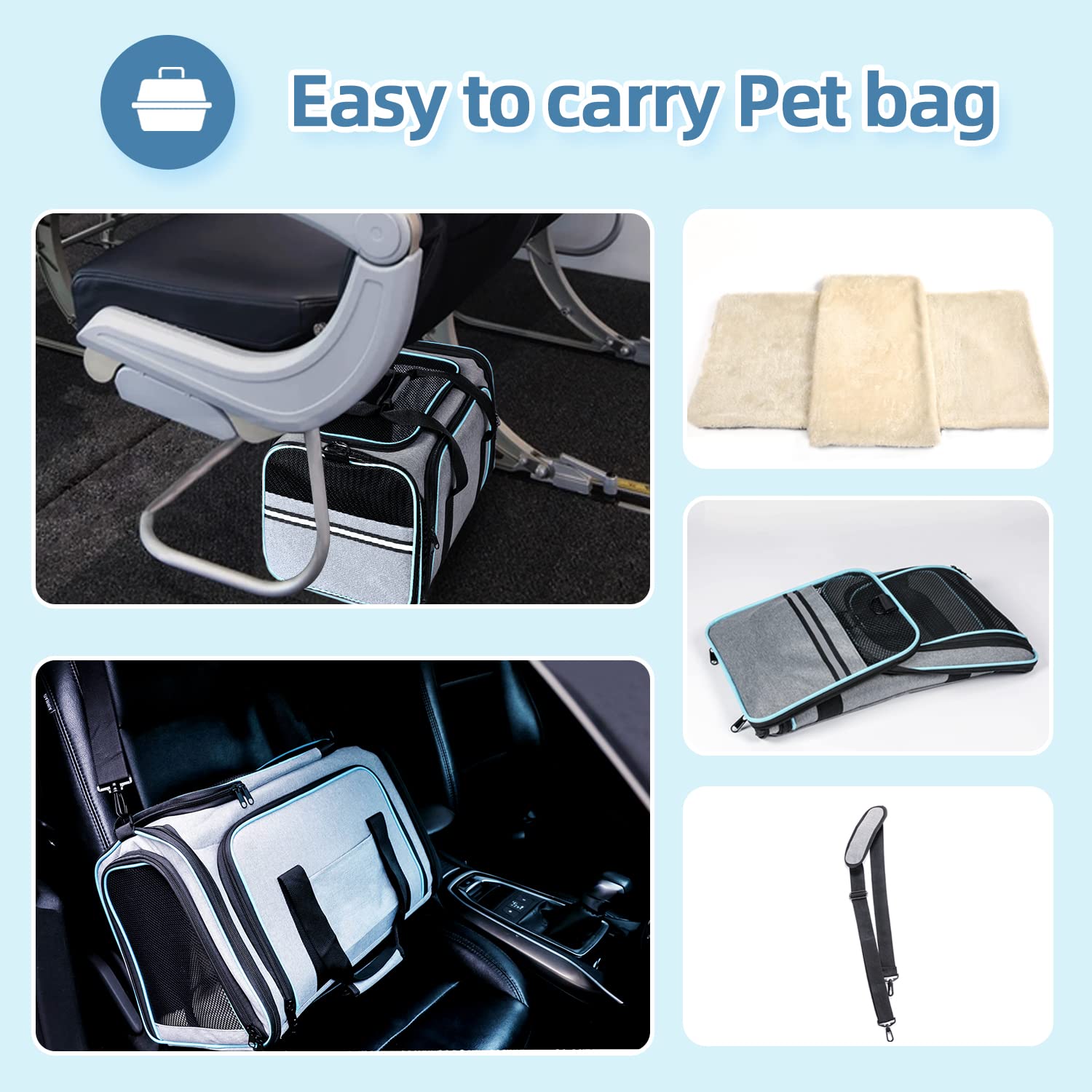 TSA Approved Expandable Pet Carrier for Cats & Dogs - Travel & Home Use
