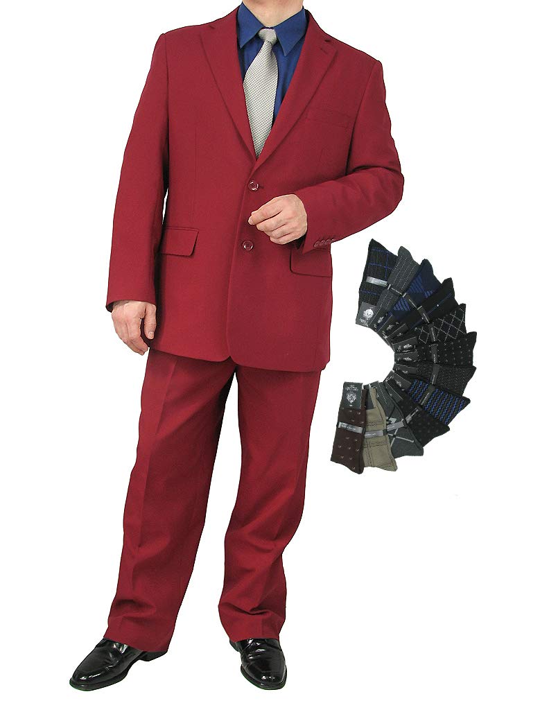 Stylish 2-Piece Men's Regular Fit Dress Suit Set with Free Socks - Perfect for Weddings, Business Meetings & Formal Events