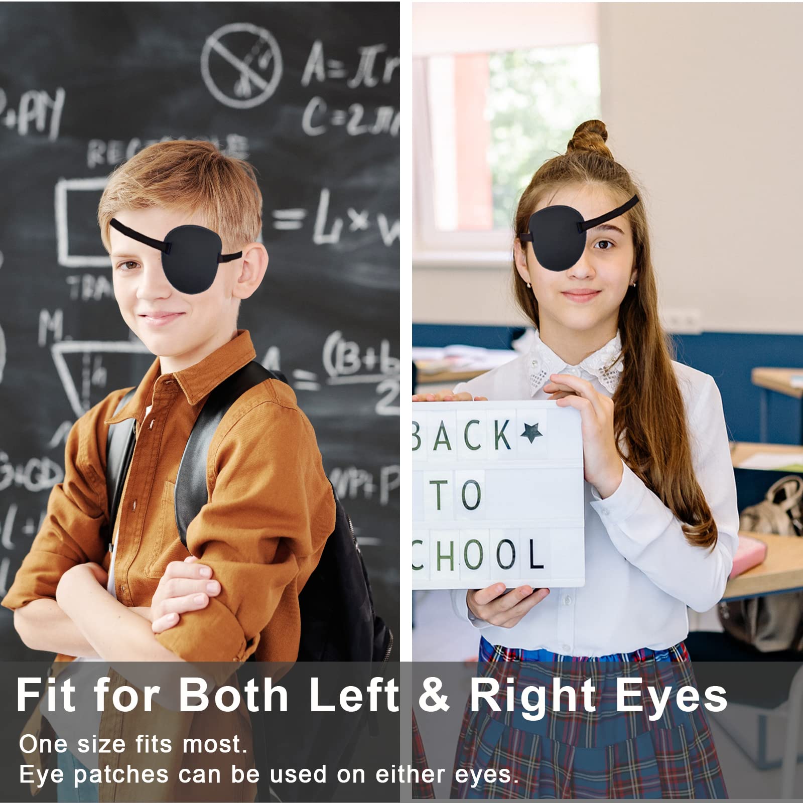 2PCS Adjustable Soft Eye Patch for Amblyopia & Lazy Eye Treatment - Medical Grade Eye Patches for Adults & Kids (Black) - Perfect for Post-Surgery Recovery, Eye Therapy & Sleep Comfort