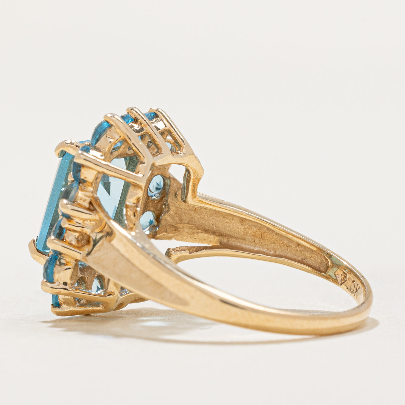 Topaz Halo Cocktail Ring - 3.14 Carat Total Weight (CTW) - Size 6.25 - Elegant Blue Gemstone Statement Ring for Women - Perfect for Evening Parties, Weddings & Special Occasions