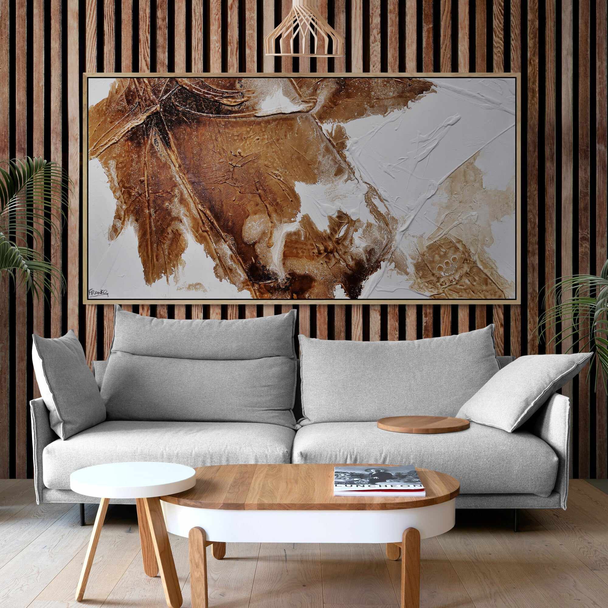 Resonance 190cm x 100cm Rust White Textured Abstract Canvas Art - Perfect for Living Room, Bedroom or Office Wall Decor