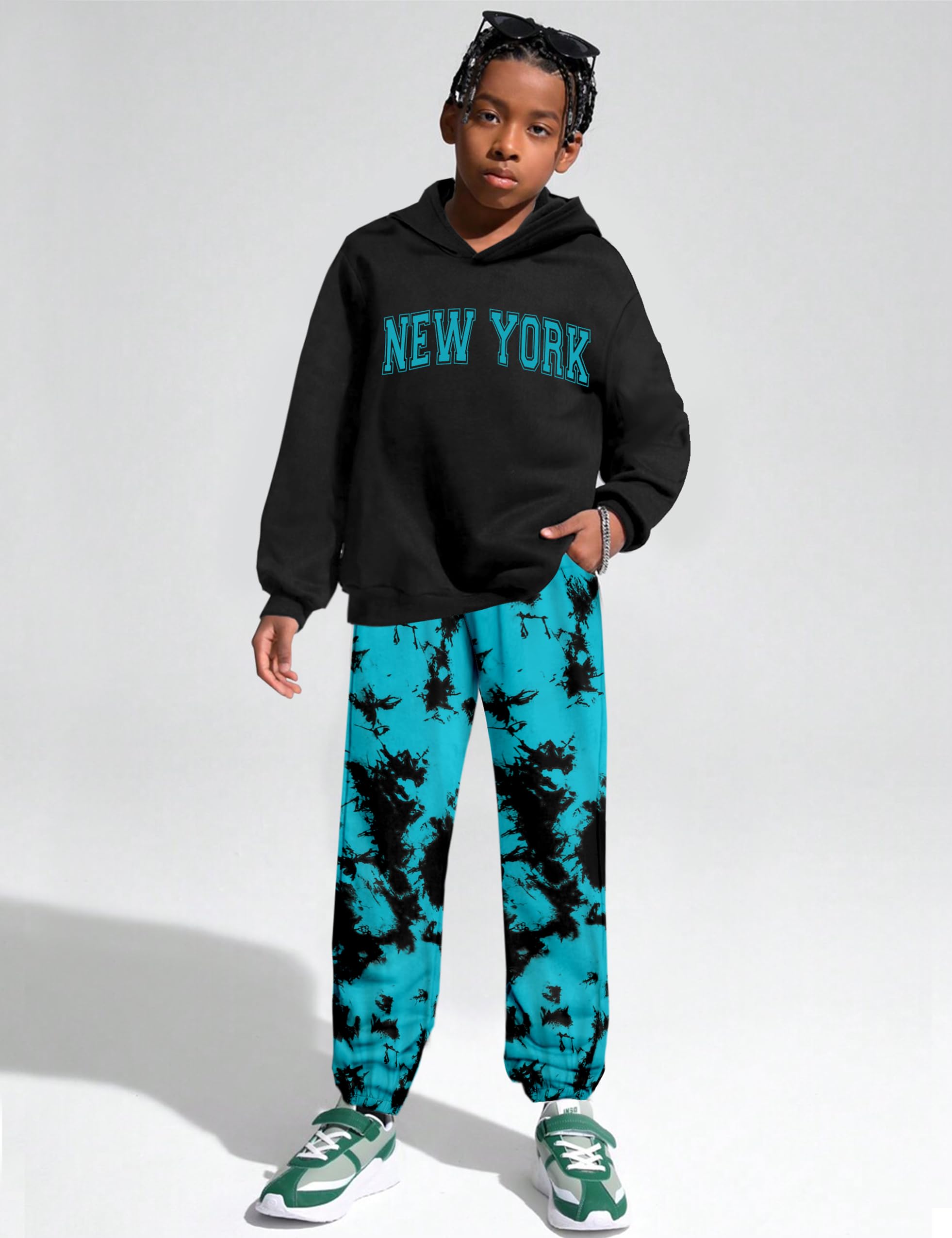 NAPU Boys Hoodie and Jogger Sweatpants Set - 2 Piece Tracksuit for Boys Size 7-14 | Comfortable Pullover & Sweatpants Outfit for School, Sports, and Casual Wear