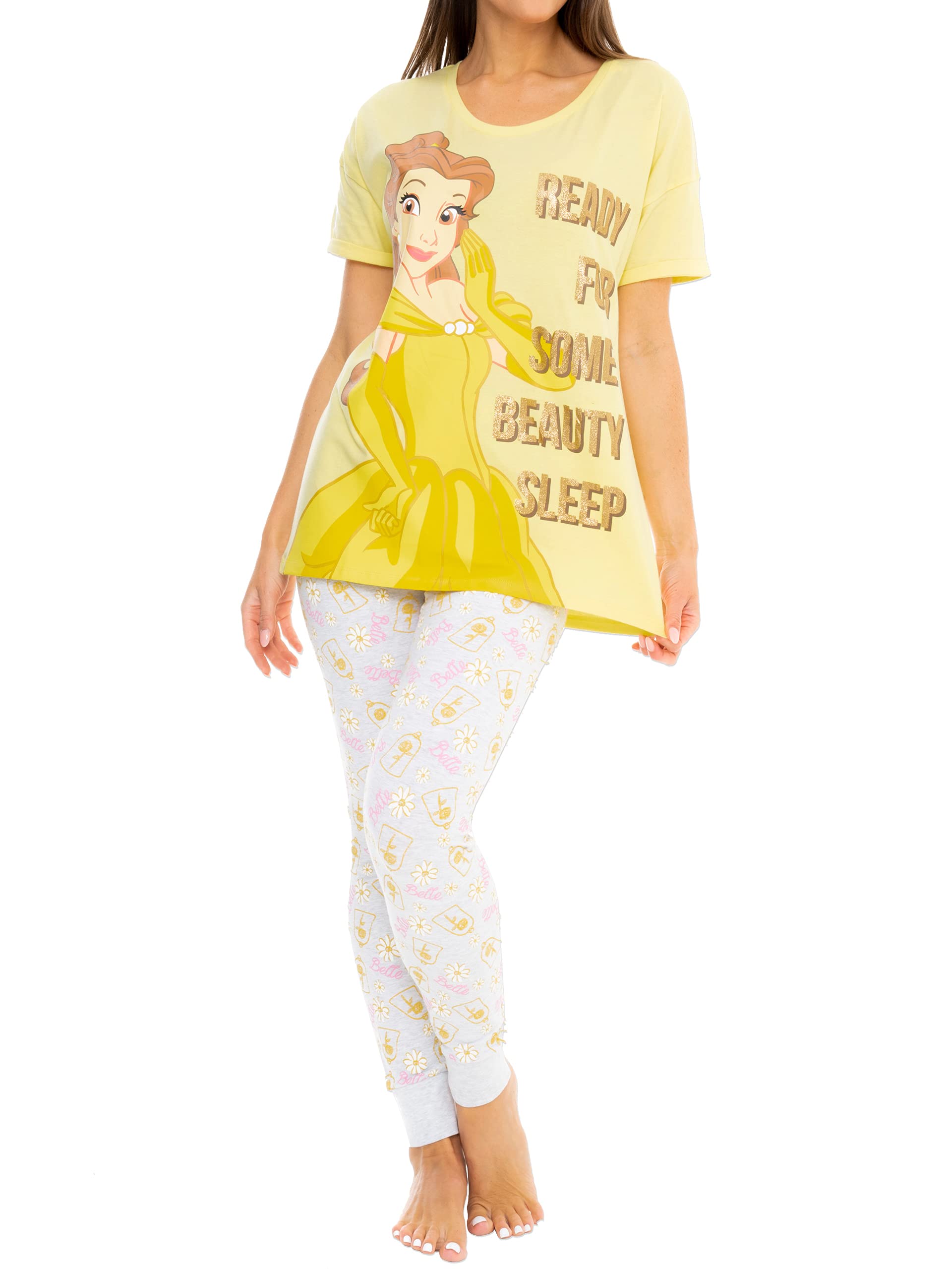 Disney Women's Sleepwear Pajama Set - Princess Belle Nightgown for Adults | Soft & Comfortable Sleepwear for Women | Perfect for Bedtime, Lounging & Gift Giving