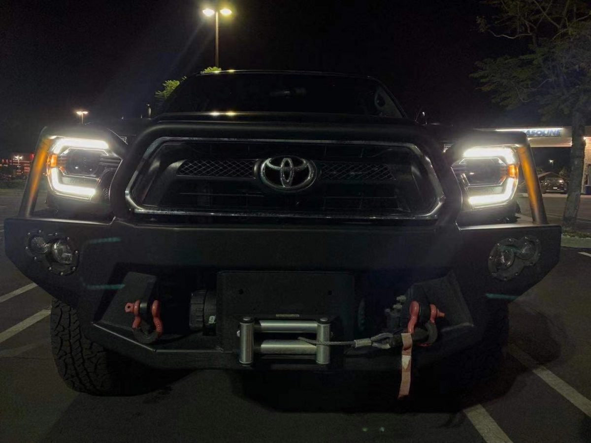 12-15 Toyota Tacoma LUXX Series LED Projector Headlights Alpha Black - High Performance Lighting Upgrade for Off-Road & Night Driving