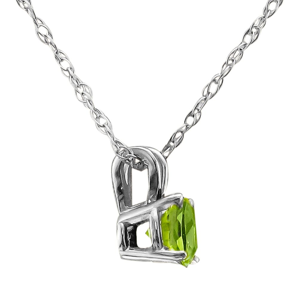 14K Gold 0.50 Carat Round Peridot Solitaire Necklace - Elegant Birthstone Jewelry for Women, Perfect Gift for August Birthdays & Anniversaries