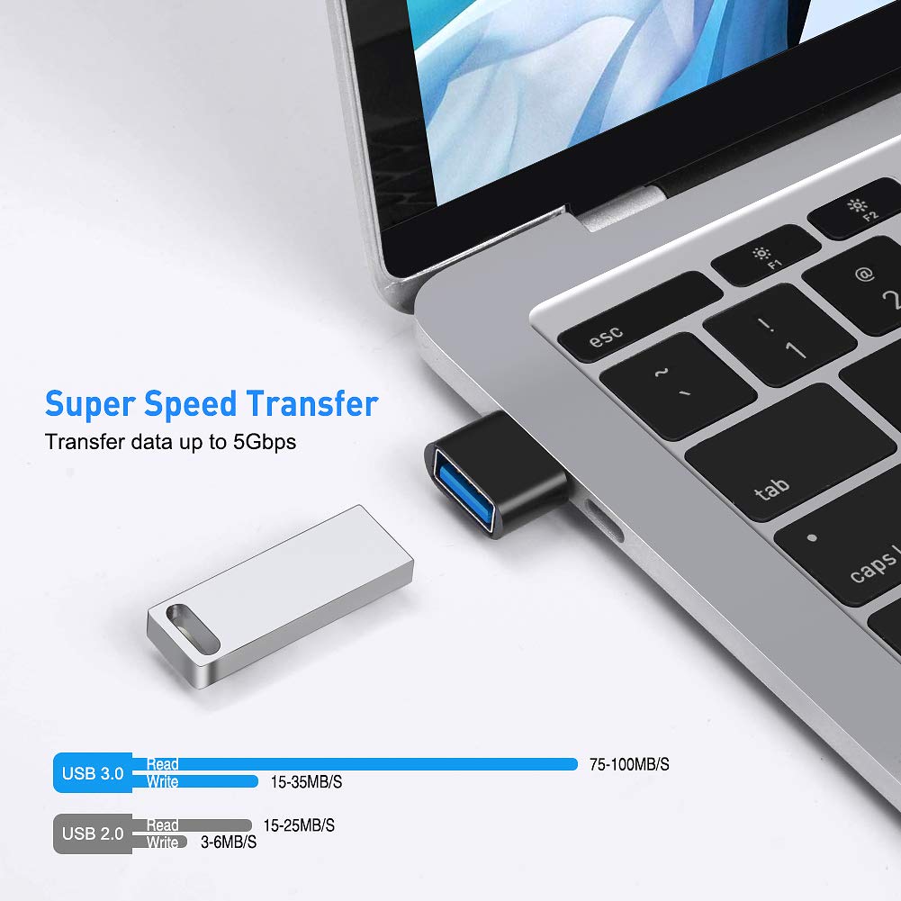 USB C to USB A Adapter 2 Pack - USB Type C to USB 3.0 OTG Adapter for MacBook Pro/Air, Galaxy S9/S8/Tab S3, Dell XPS & All USB-C Devices - Perfect for Data Transfer, Charging & Connecting Peripherals