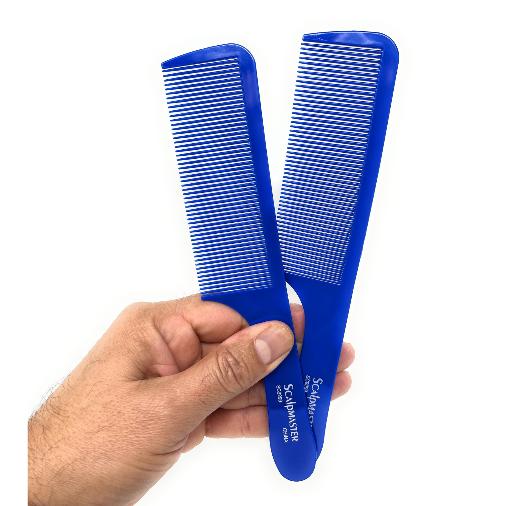 Scalpmaster Fade Clipper & Blending Comb Set - 2 Pack Flexible Hair Cutting Combs for Professional Barber Fades & Blends (Blue) - Perfect for Home Haircuts & Salon Styling
