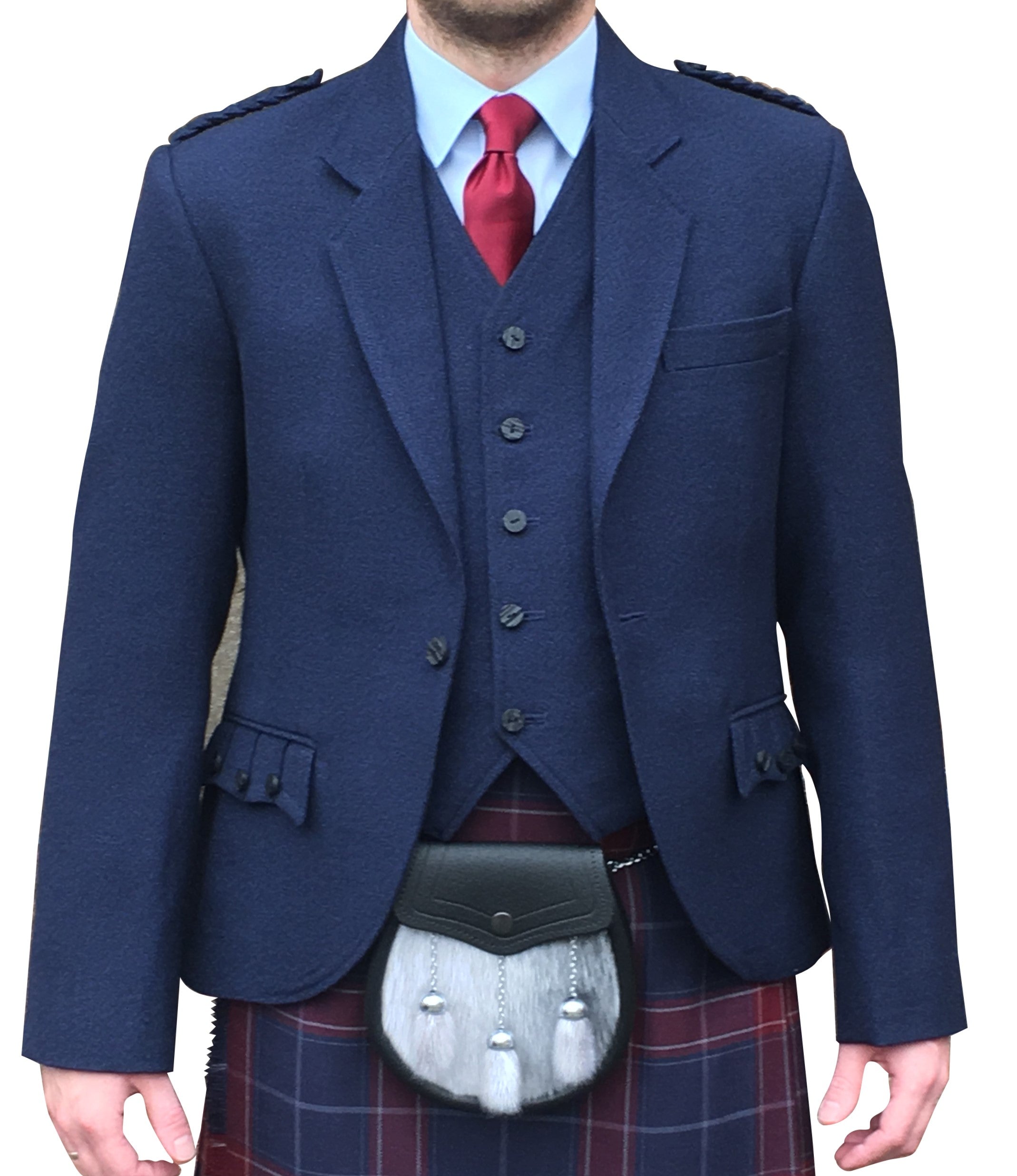 Navy Arrochar Tweed Crail Jacket & Waistcoat Set - Classic Vintage Style for Men's Formal Wear, Outdoor Events and Weddings