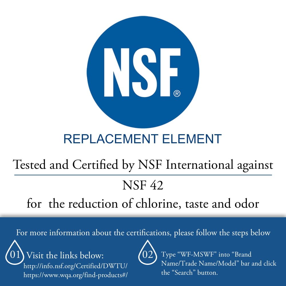 GE GSF25KGWCWW Refrigerator Water Filter Replacement - Compatible with MSWF Fridge Filter Cartridge | Pure Water for Drinking, Ice Maker & Coffee Machine
