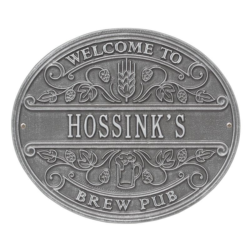 Custom Cast Aluminum Plaque for Brew Pubs - Personalized Welcome Sign for Bars & Pubs - Perfect for Entrance, Wall Decor, and Gift Giving