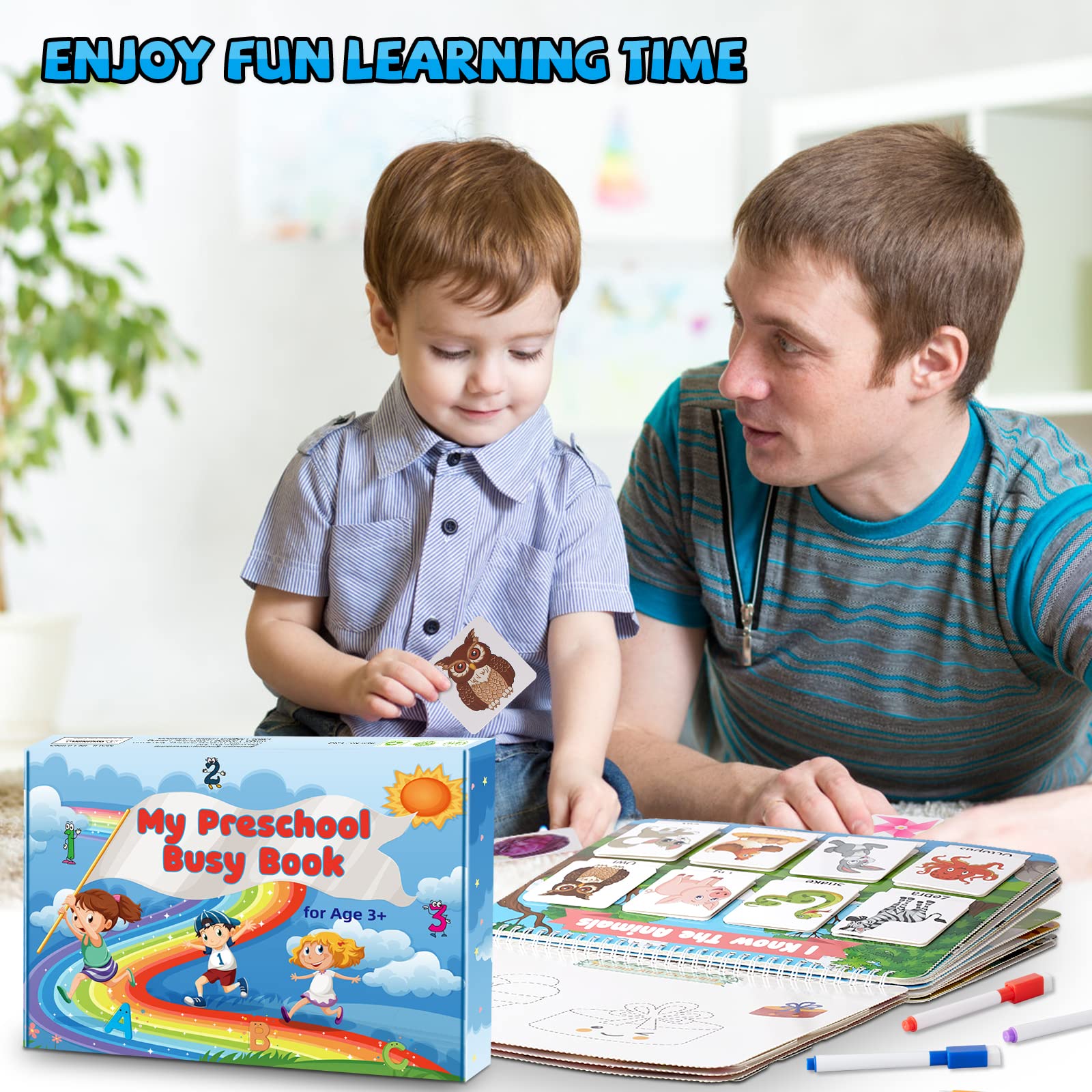 Huijing Montessori Preschool Learning Activities Busy Book - 29 Themes Educational Workbook for Toddlers, Autism Sensory Toys & Montessori Materials | Perfect for Homeschooling, Classroom & Travel Learning