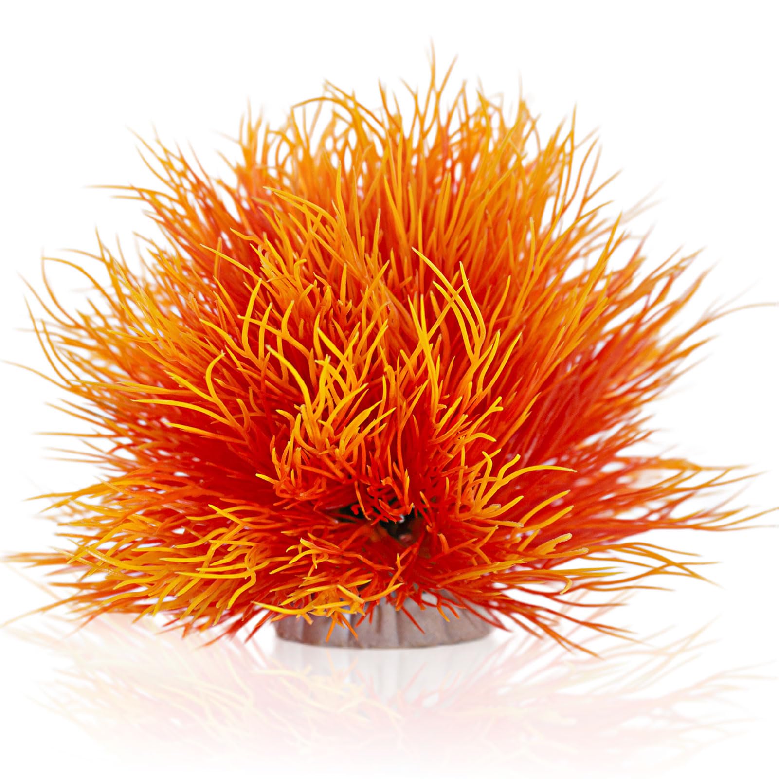 Colorful Plastic Artificial Aquarium Plants - Fish Tank Decorations for Freshwater & Saltwater Aquariums - Perfect for Betta Fish, Goldfish & Tropical Fish Tanks (Orange)