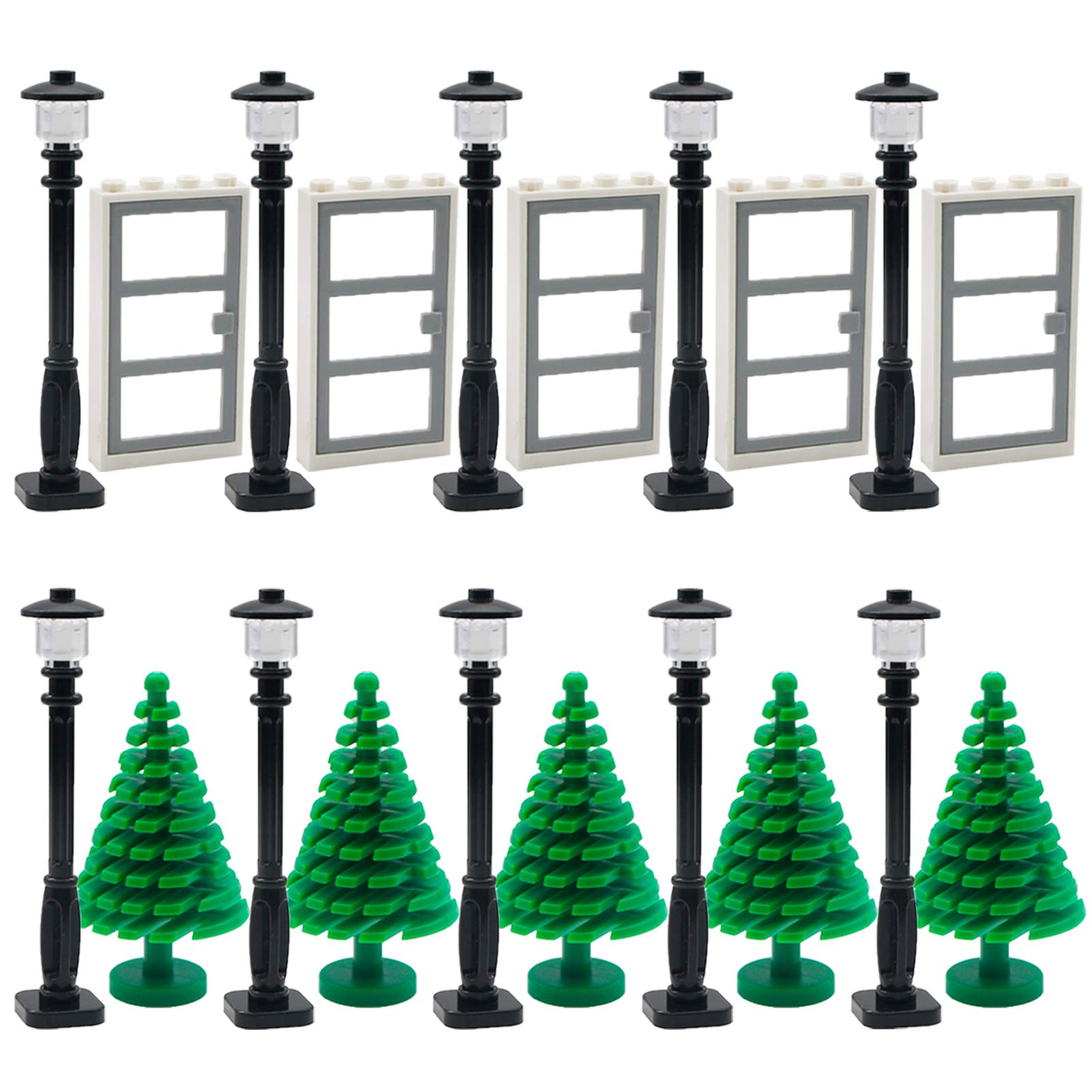 Classic DIY Building Block Set - Door, Street Lamp, Bricks Accessories for Creative City House & Garden Construction | Perfect for Kids Toys, Road Light Models & Educational STEM Play