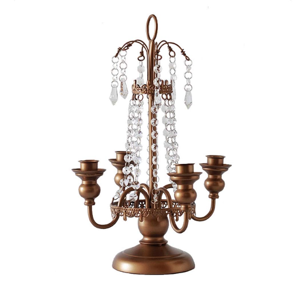 Vintage Crystal Metal Candle Holder Set - 4 Arm Candelabra for Home Decor, Wedding Centerpiece, Romantic Dinner & Party Decoration