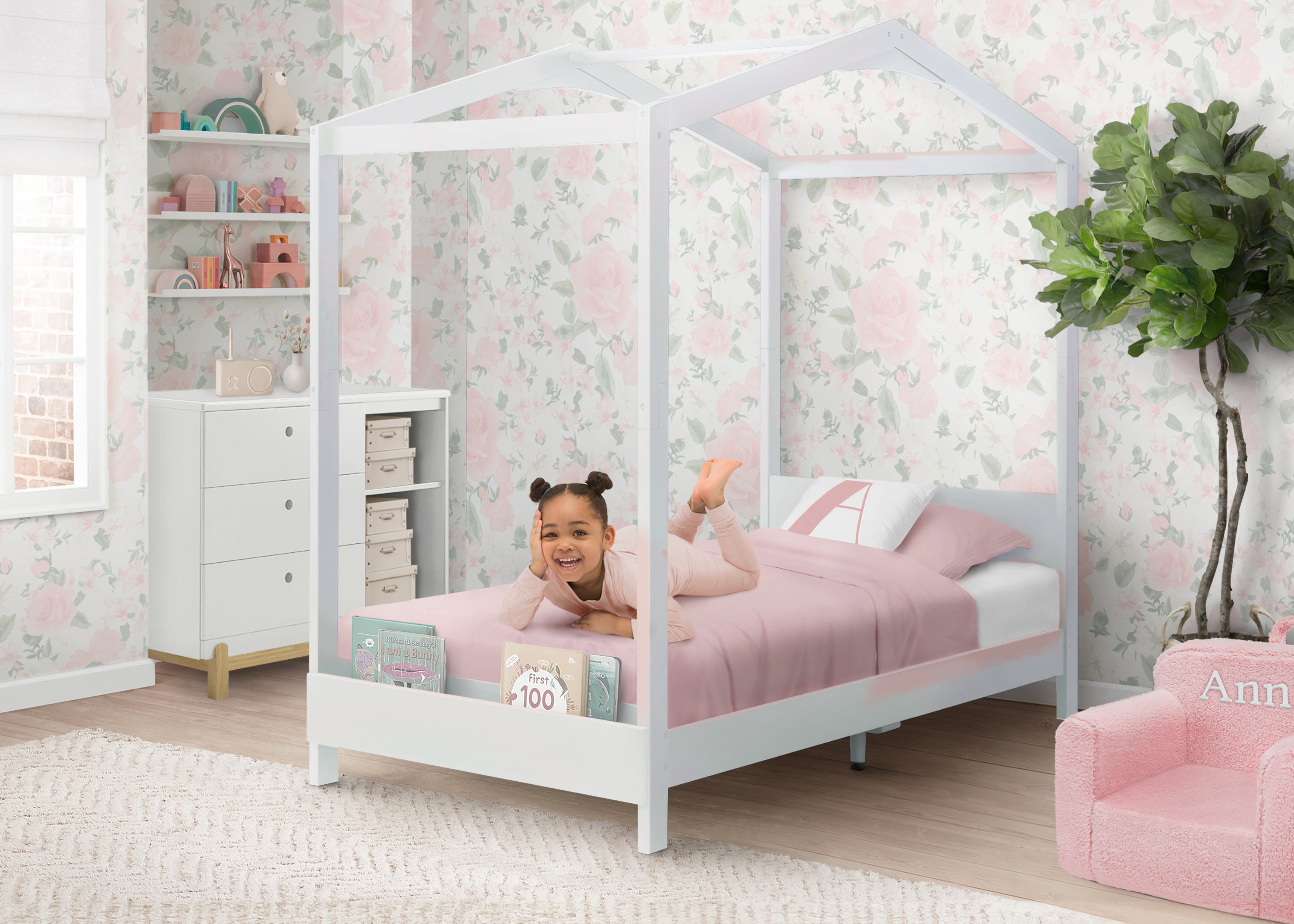 Poppy House Twin Bed Frame - Sturdy Wooden Twin Size Bed for Kids & Teens - Perfect for Bedrooms, Guest Rooms & Dormitories