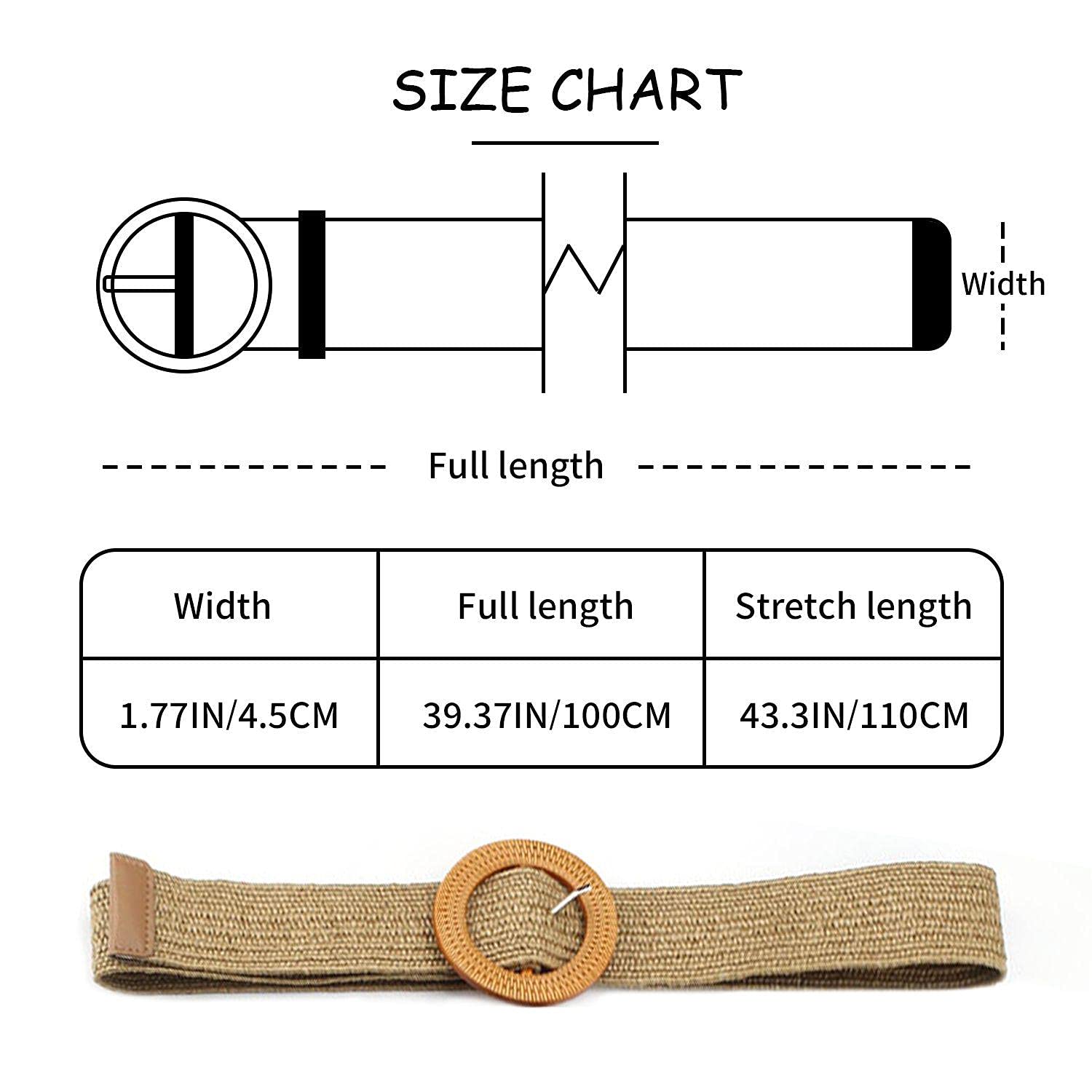 2 Pack Knitted Straw Elastic Belts for Women - Adjustable Waist Belt for Dresses, Jeans & Sweaters - Black & Khaki - Perfect for Casual Outfits, Office Wear & Summer Fashion