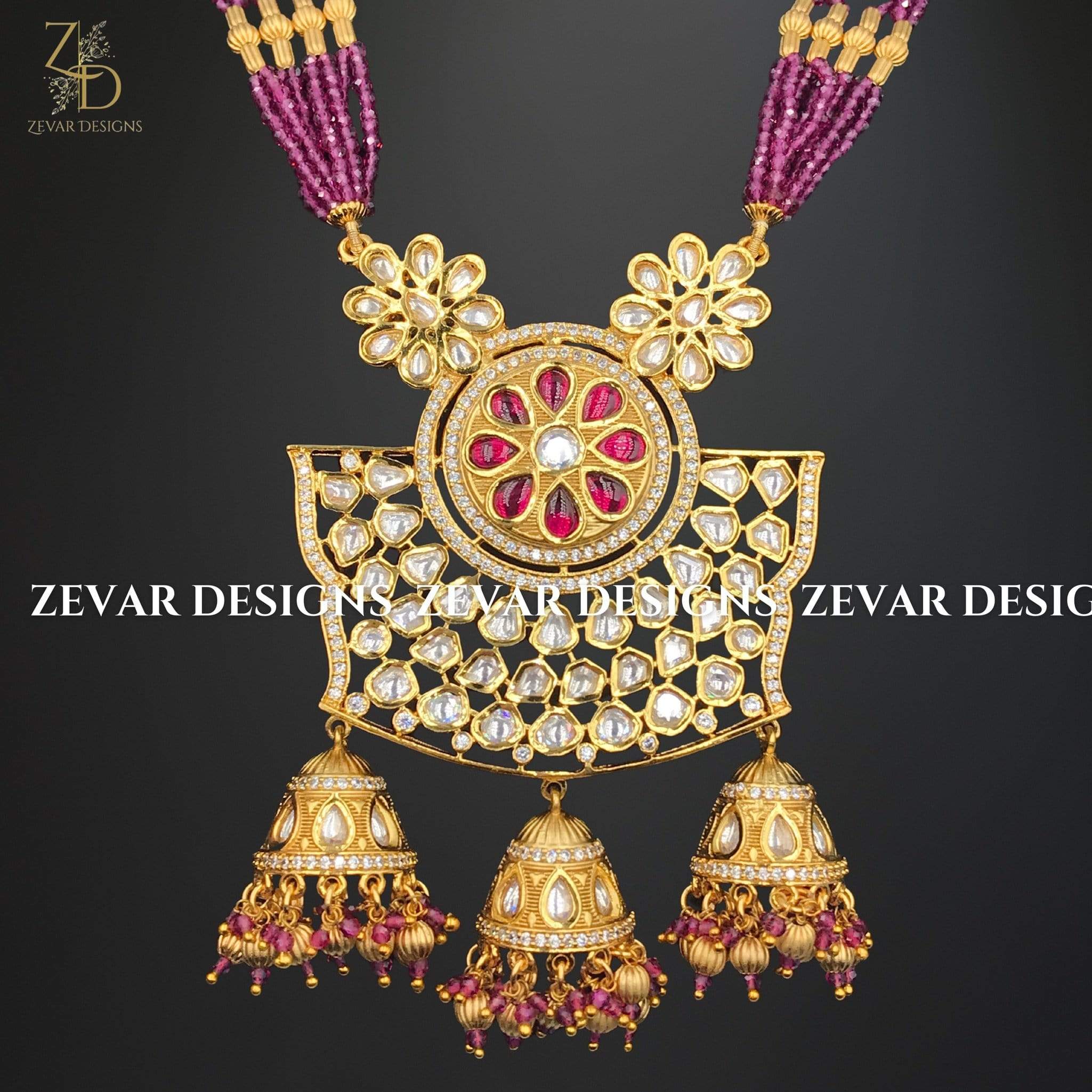 Exquisite Kundan Long Necklace Set with Ruby Red Stones | Traditional Indian Jewelry for Weddings, Parties & Festive Occasions