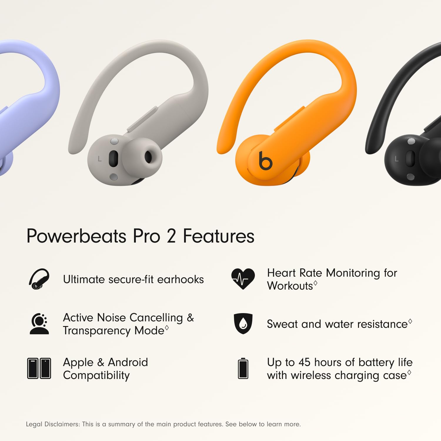 Beats Powerbeats Pro 2 Wireless Bluetooth Earbuds - Sweatproof & Secure Fit Earphones with USB-C Fast Charging (1m Cable) | Perfect for Workouts, Running & Gym Training