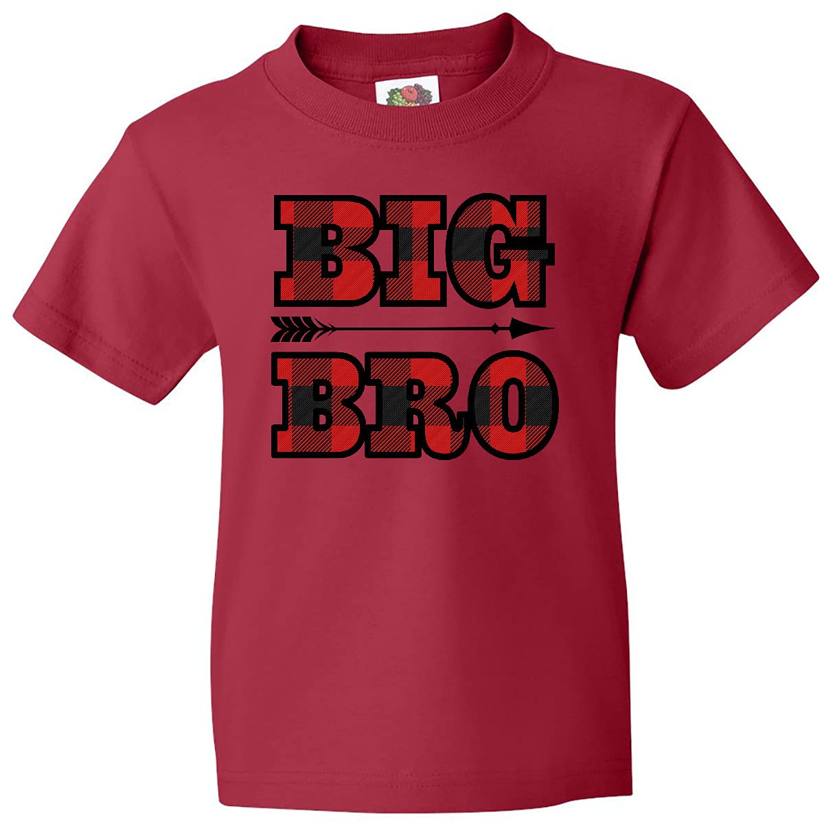 Inktastic Big Bro Buffalo Plaid Brother Youth T-Shirt - Soft Cotton Graphic Tee for Boys - Perfect for Sibling Matching Outfits, Family Photos & Casual Wear