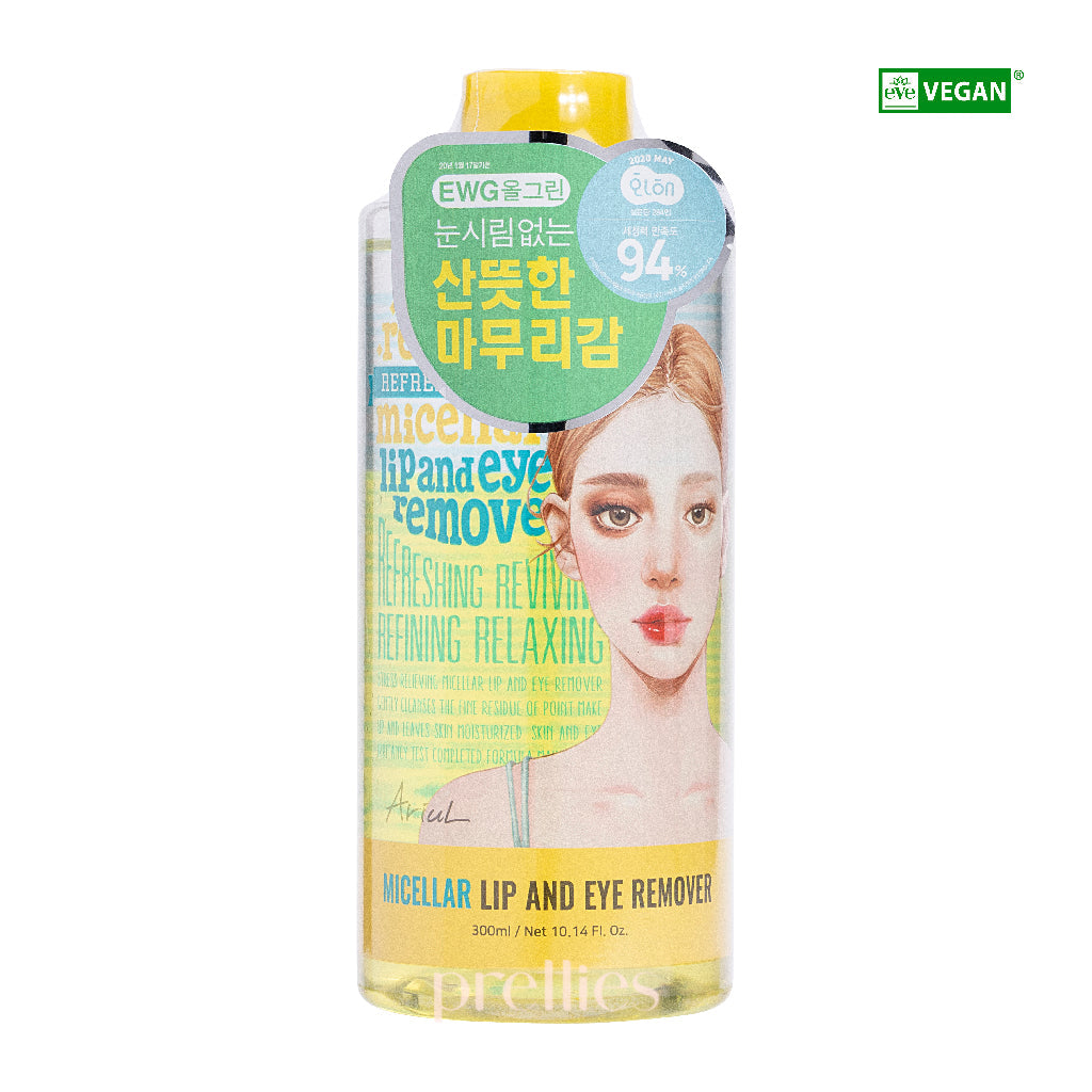 Ariul Stress Relieving Micellar Lip & Eye Makeup Remover 300ml - Gentle Cleansing for Sensitive Skin, Perfect for Daily Makeup Removal & Skincare Routine