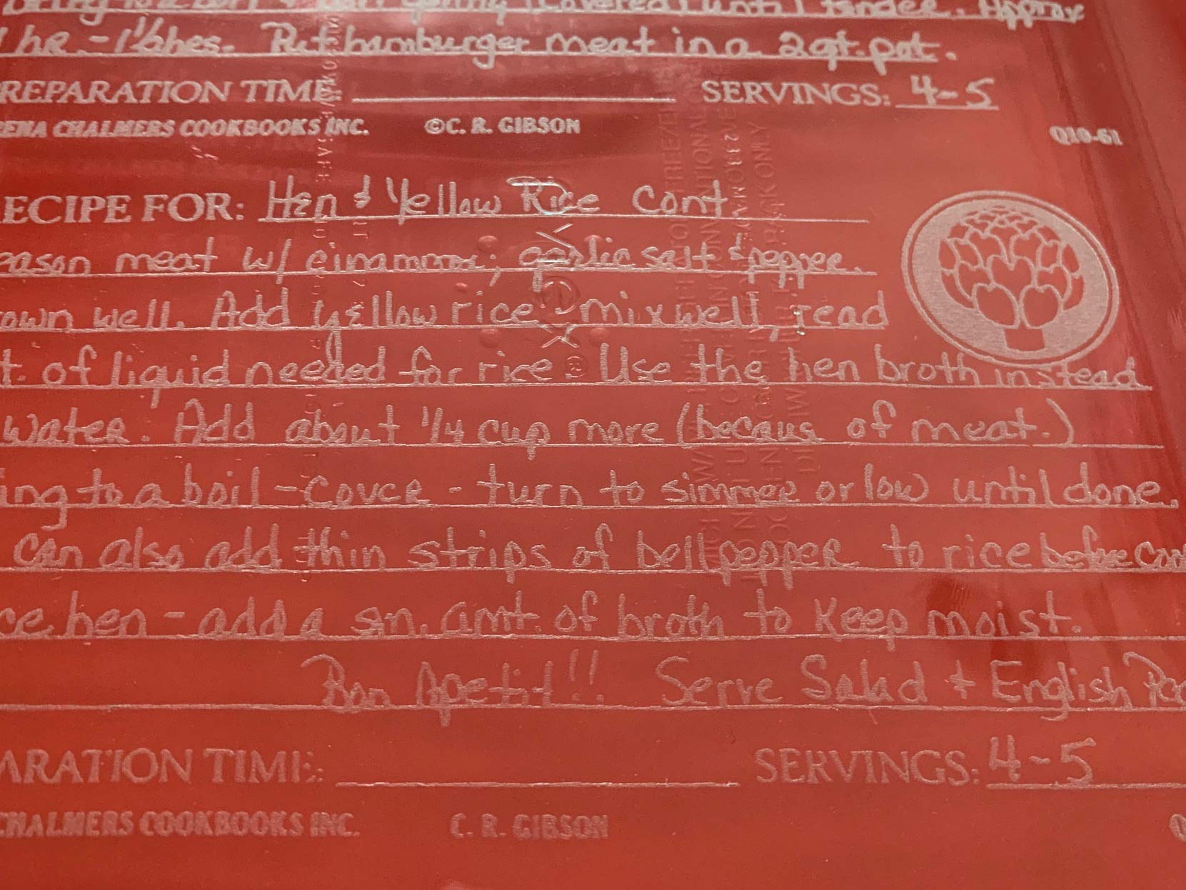 Custom Handwritten Recipe Casserole Dish 9x13