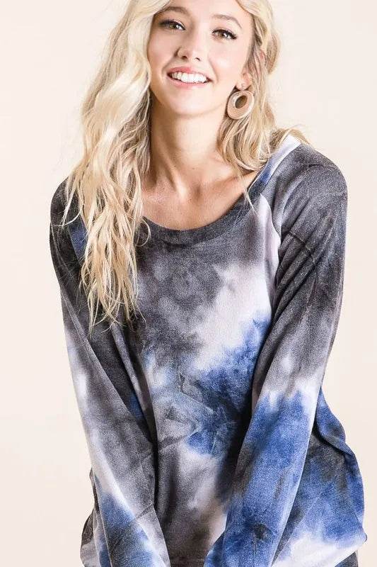BiBi Tie Dye Sweater Knit Top for Women | Trendy Boho Chic Long Sleeve Pullover | Perfect for Fall Fashion, Casual Outings & Music Festivals