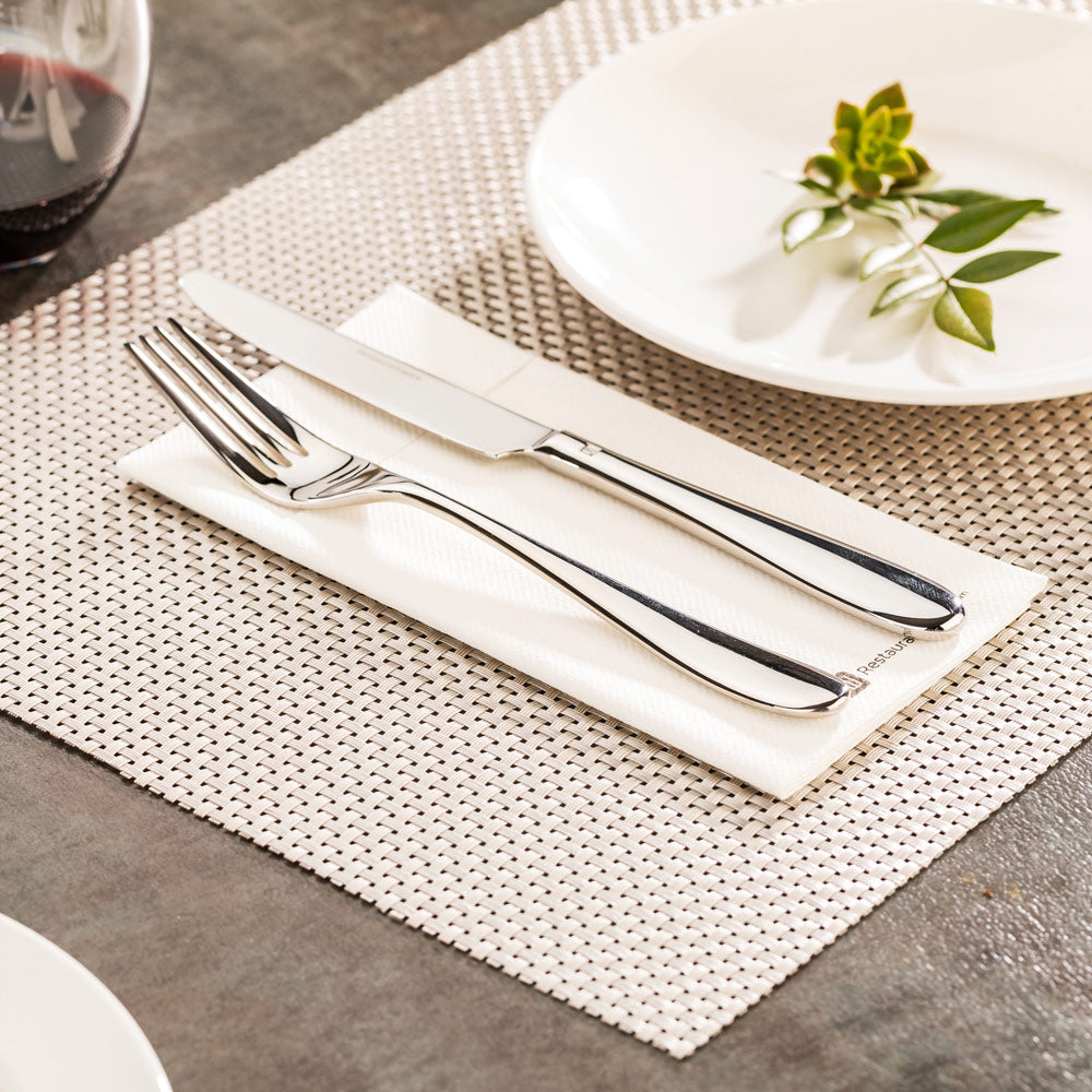 Amalfi Basketweave Metallic Silver Vinyl Woven Placemats - Set of 6 (16