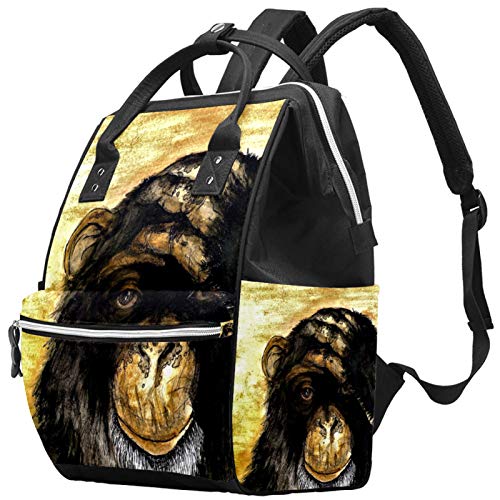 LORVIES Gorilla Art Painting Diaper Backpack - Large Capacity Waterproof Travel Backpack for Baby Essentials, Multi-Function Parent Organizer with Insulated Bottle Pockets | Perfect for Daycare, Family Outings & Airplane Travel