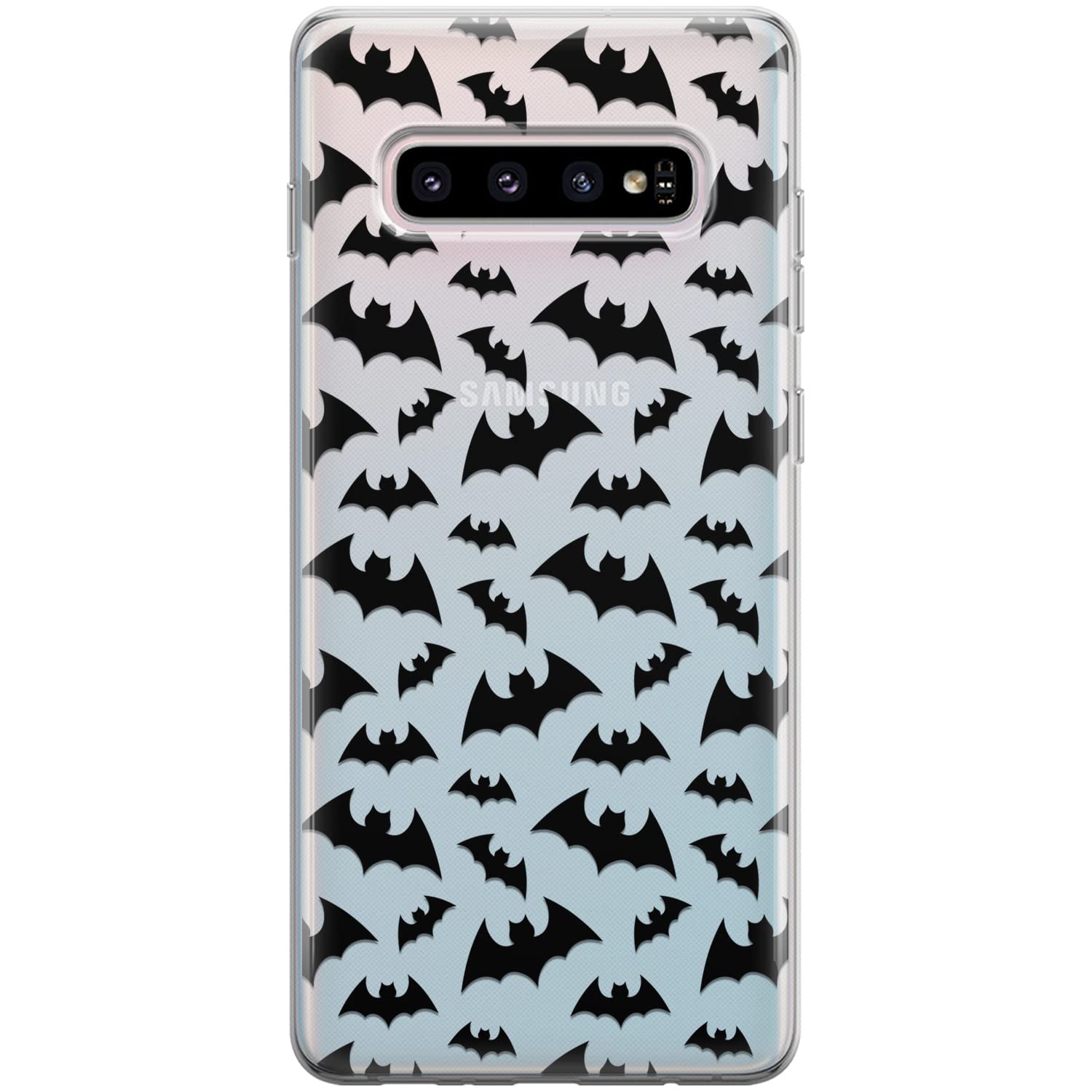 Spooky Bats Halloween Phone Case for Samsung Galaxy S24/S23 Ultra/S22+/S21 FE 5G/S20/Note 20/10 - Lightweight Durable Silicone Cover with Goth Witchcraft Print (Black/Clear) - Perfect for Halloween Parties, Cosplay & Gothic Fashion Accessories