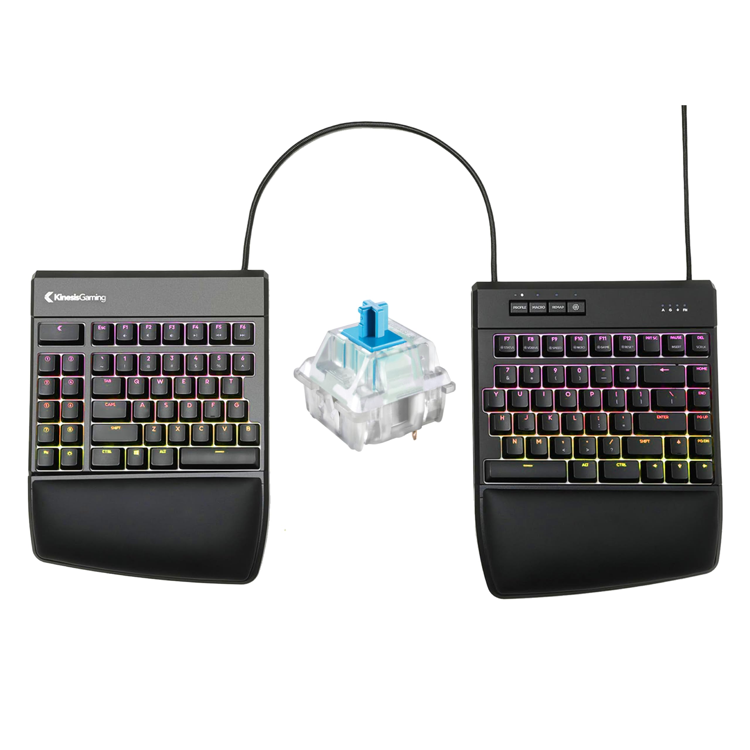 KINESIS Freestyle Edge RGB Split Mechanical Gaming Keyboard with Cherry MX Blue Switches - Ergonomic USB Wired Keyboard for PC, Mac, Typists & Programmers - Perfect for Office Work, Gaming & Coding
