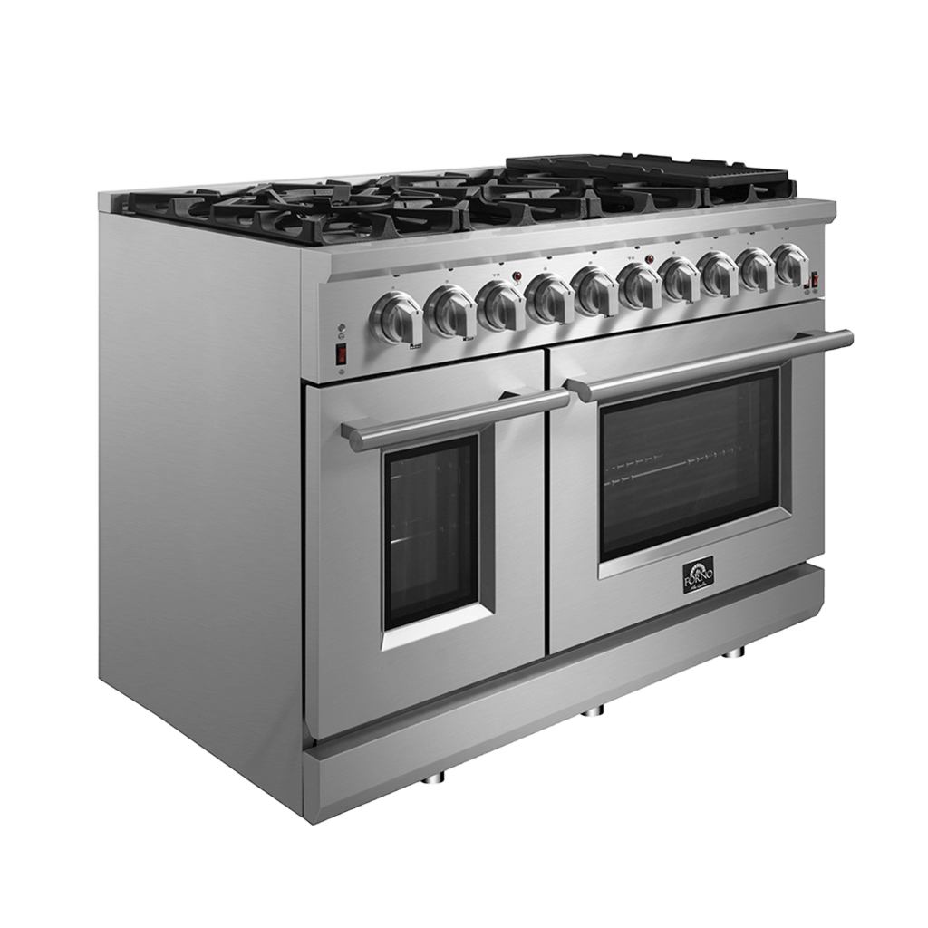 Forno Massimo 48 Inch Freestanding Gas Range with 6 Burners - Professional Stainless Steel Stove for Home Kitchen (Model FFSGS6239 48) | Perfect for Cooking, Baking & Entertaining