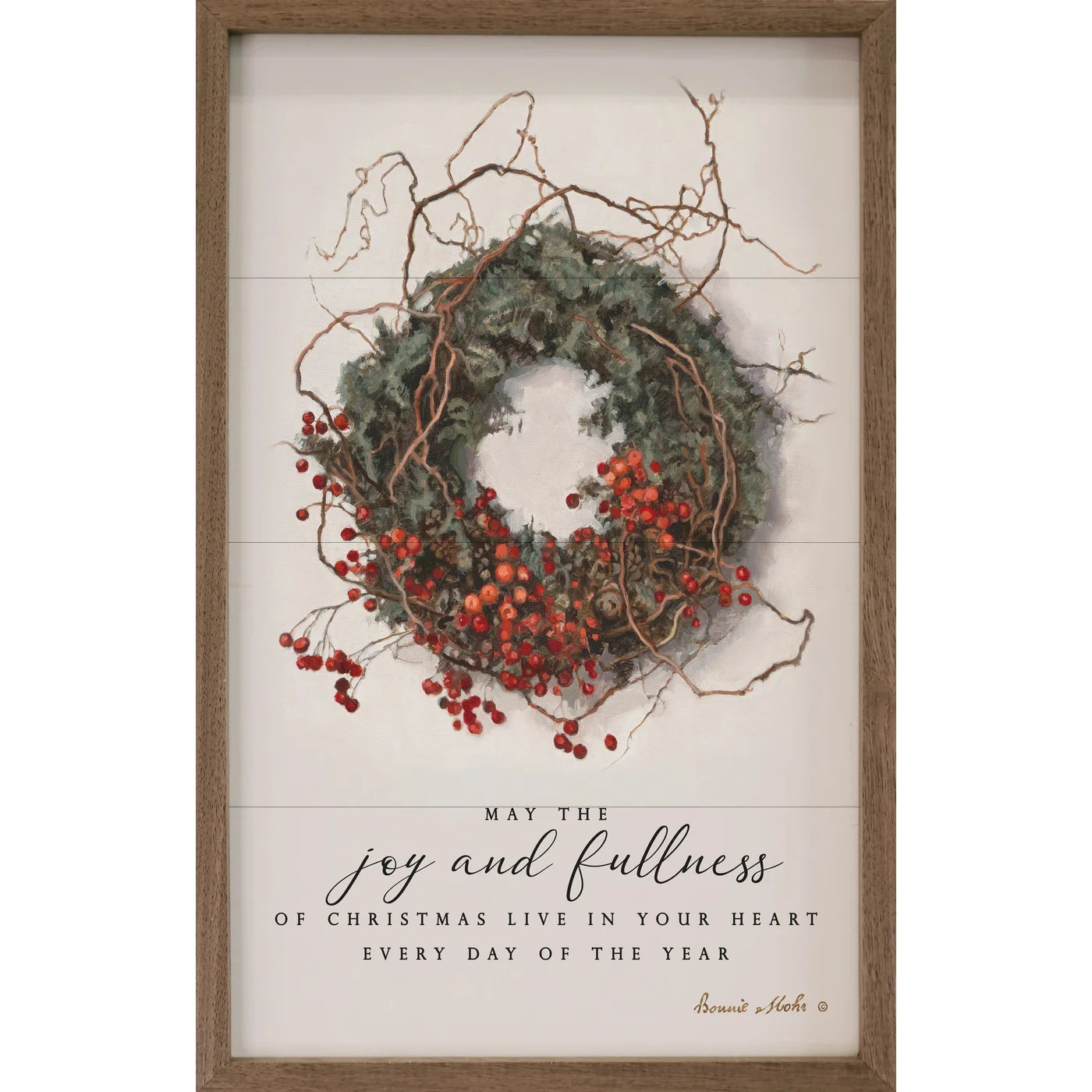 May The Joy And Fullness Wreath Wood Framed Print - Inspirational Home Wall Decor for Living Room, Bedroom & Office