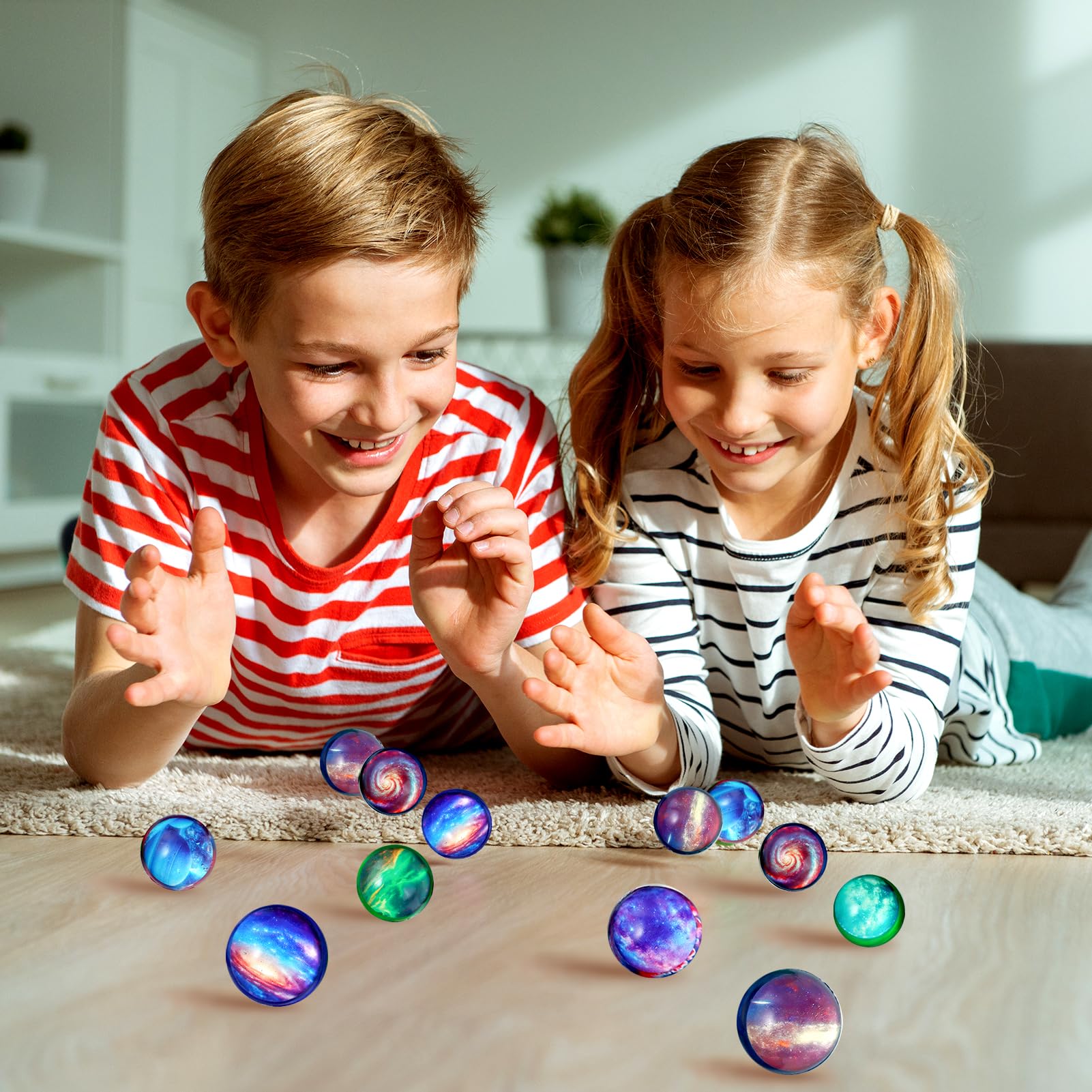 24PCS Galaxy Bouncy Balls Bulk - 32mm Space Theme Bouncy Balls for Kids Party Favors, Christmas Gift Bag Fillers - Perfect for Birthday Parties, Classroom Rewards & Space-Themed Events