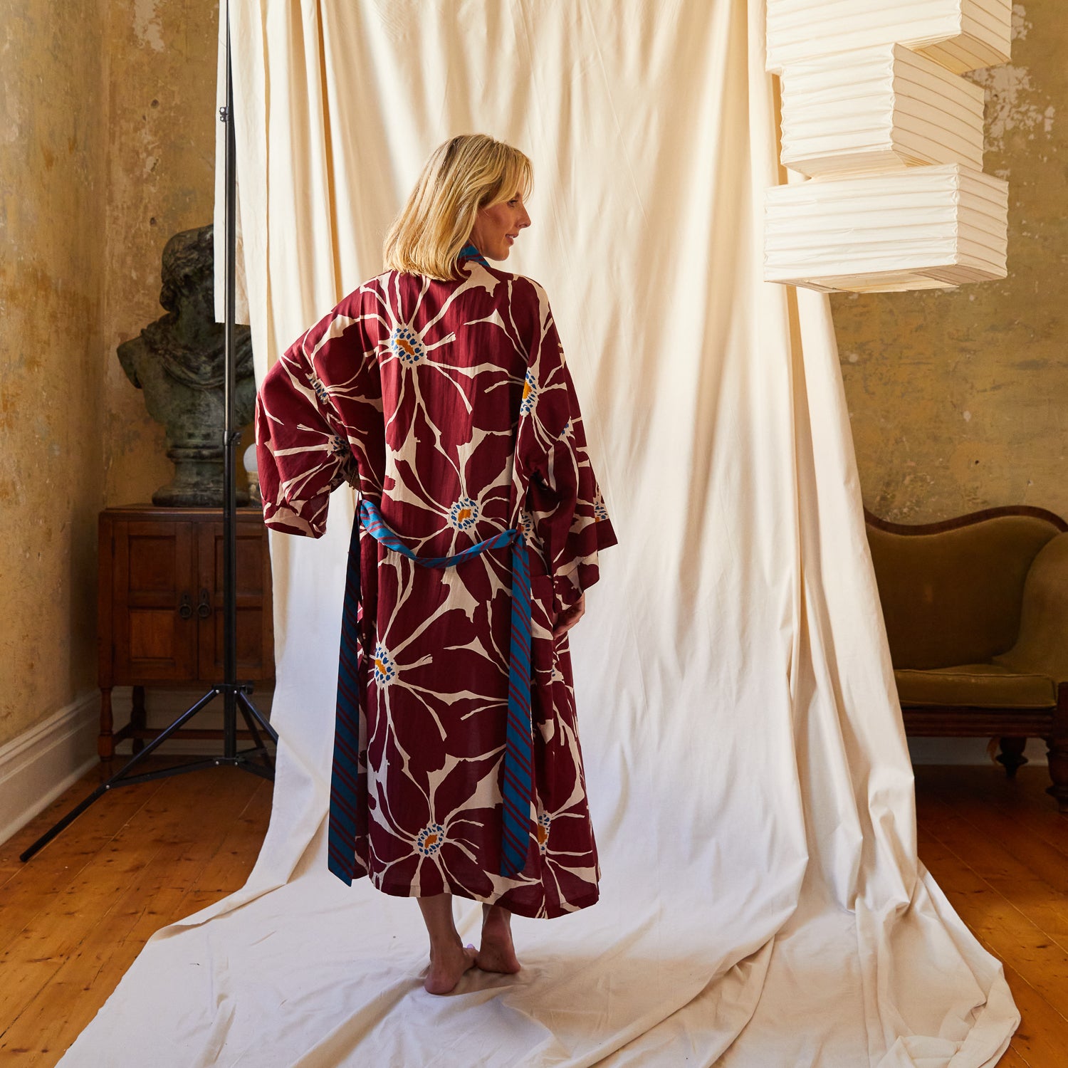 Alaina Women's Soft Floral Robe - Lightweight Kimono Bathrobe for Spa, Lounge & Relaxation at Home