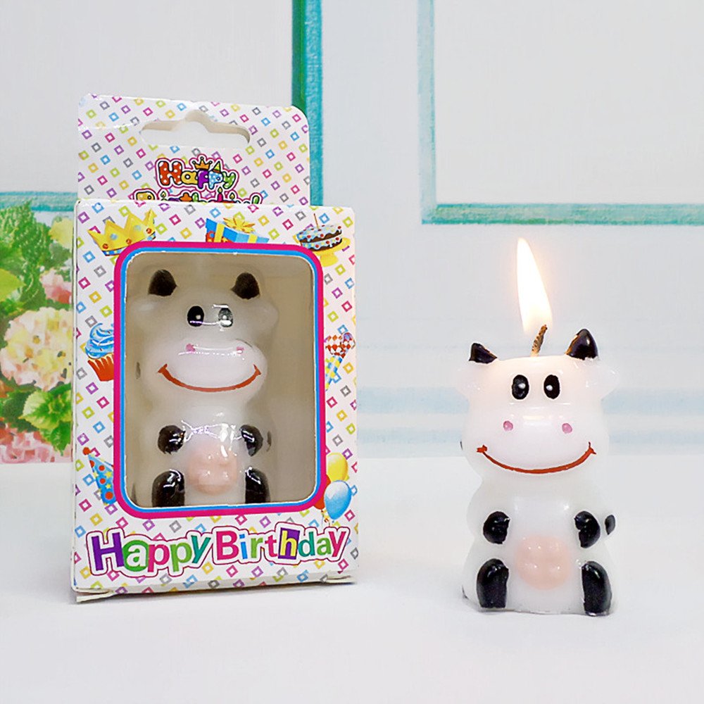 Cute Cartoon Cow Birthday Candles - Fun Cake Decorations for Birthday Party, Baby Shower & Kids Celebration - 12 Pack Animal Themed Party Supplies