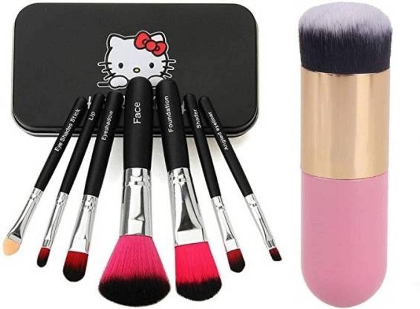 7-Piece Soft Bristle Makeup Brush Set for Women & Girls with Bonus Pink Mini Foundation Brush (8 Total) - Perfect for Daily Makeup, Contouring & Professional Cosmetic Application