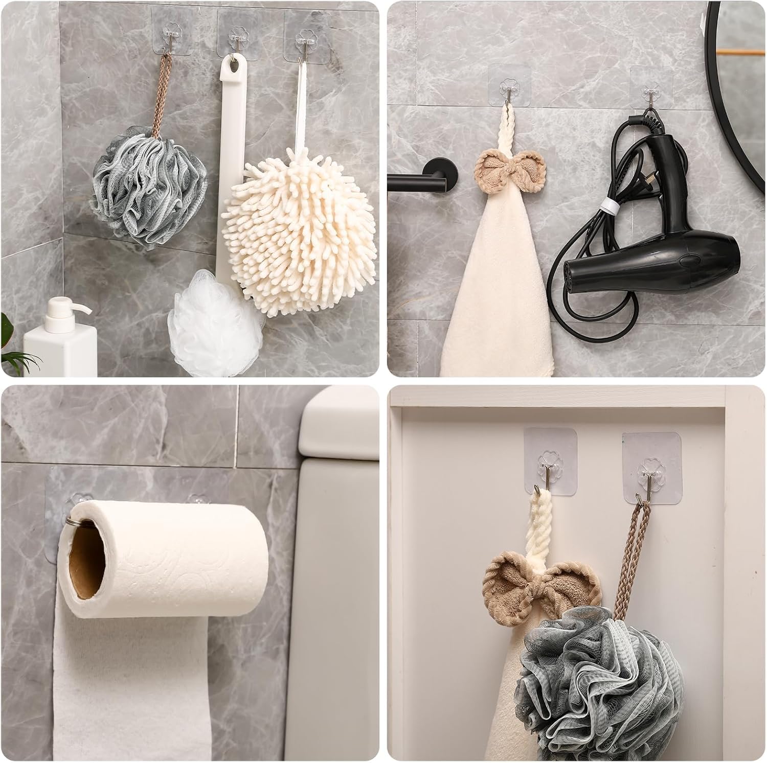 30-Pack Heavy Duty 13lb Self-Adhesive Hooks - Waterproof for Bathroom, Kitchen & Office