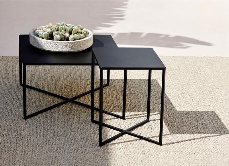 Modern Aluminum Coffee Table Set - Natal Alu X Contemporary Side Table for Living Room, Patio & Office - Durable & Stylish Home Decor