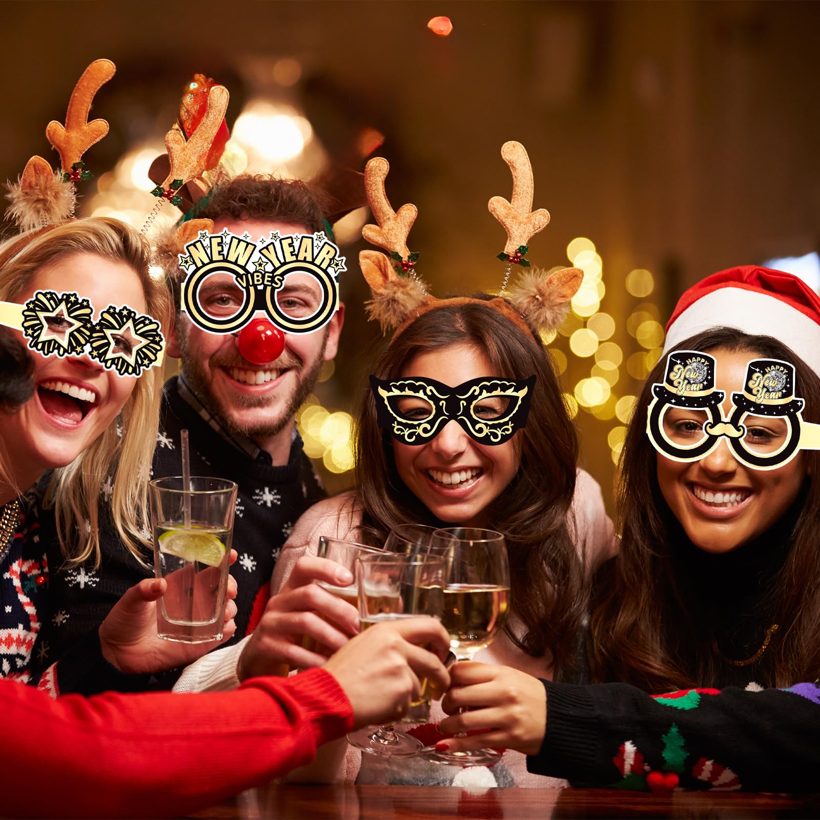 12 PCS Happy New Year Glasses 2025 - NYE Party Supplies & Decorations - Disco Themed New Year's Eve Accessories - Perfect for Countdown Parties, Club Events & Festive Celebrations